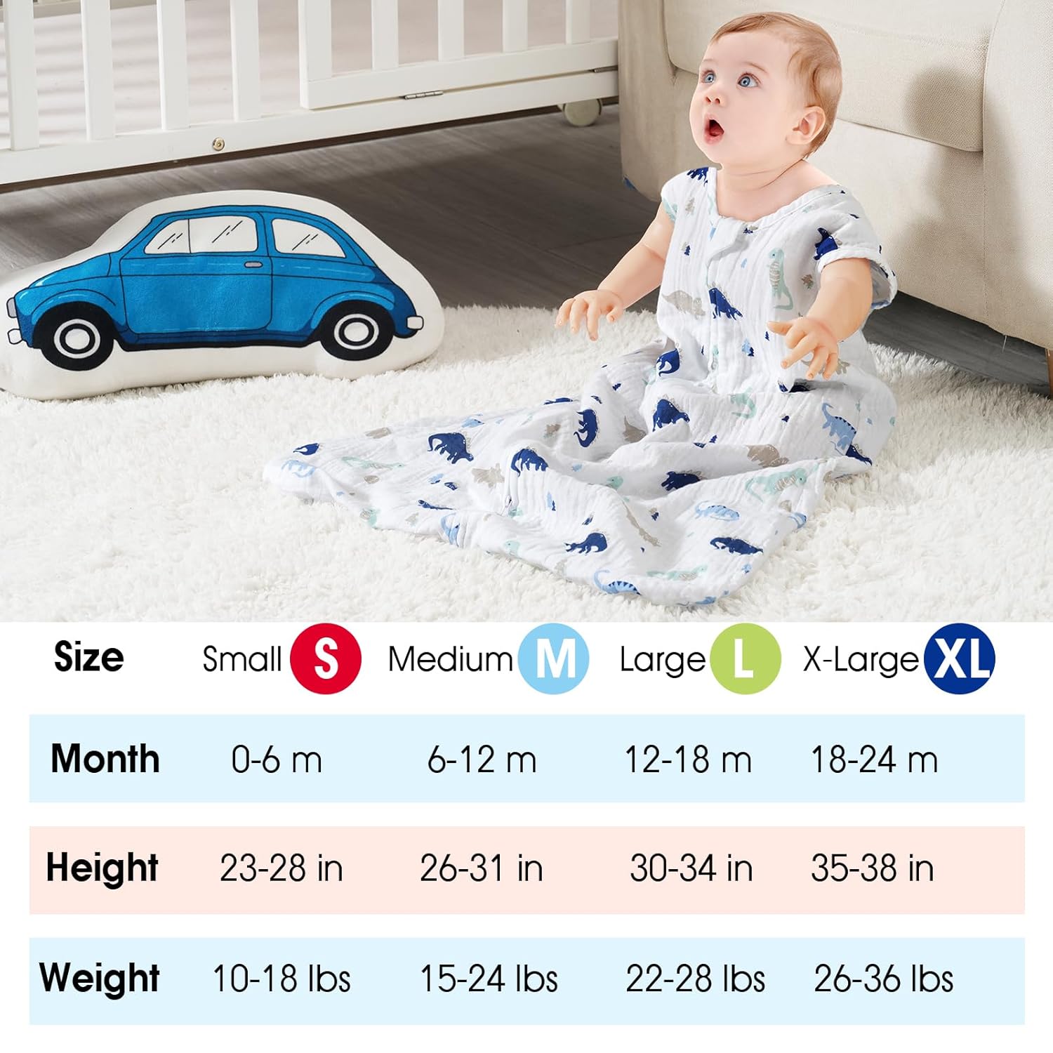 Davids Kids Dinosaur Muslin Sleep Sack 6-12 Months 2 Pack 1