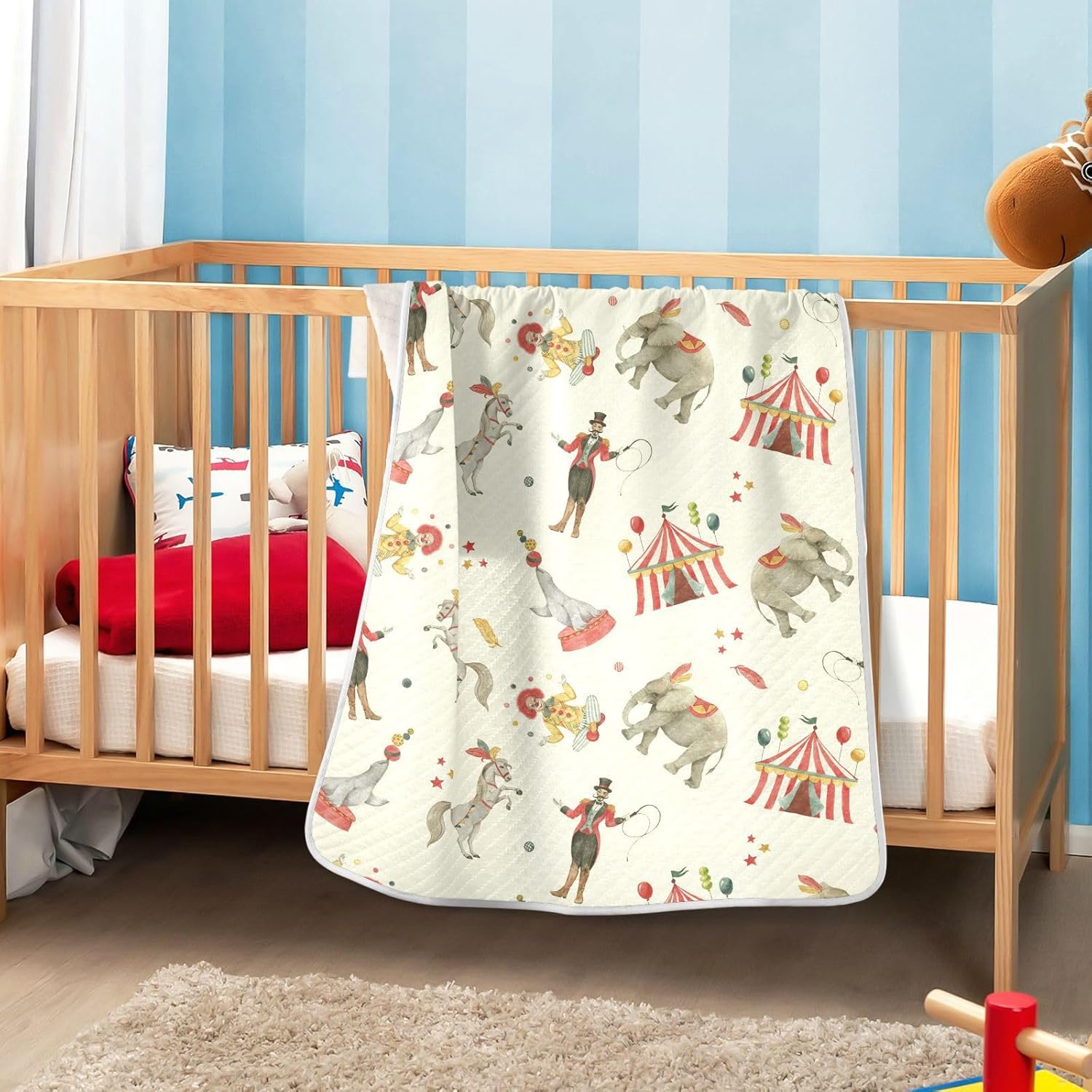 Pigsaly Watercolor Circus Animals Baby Blanket 30x40in