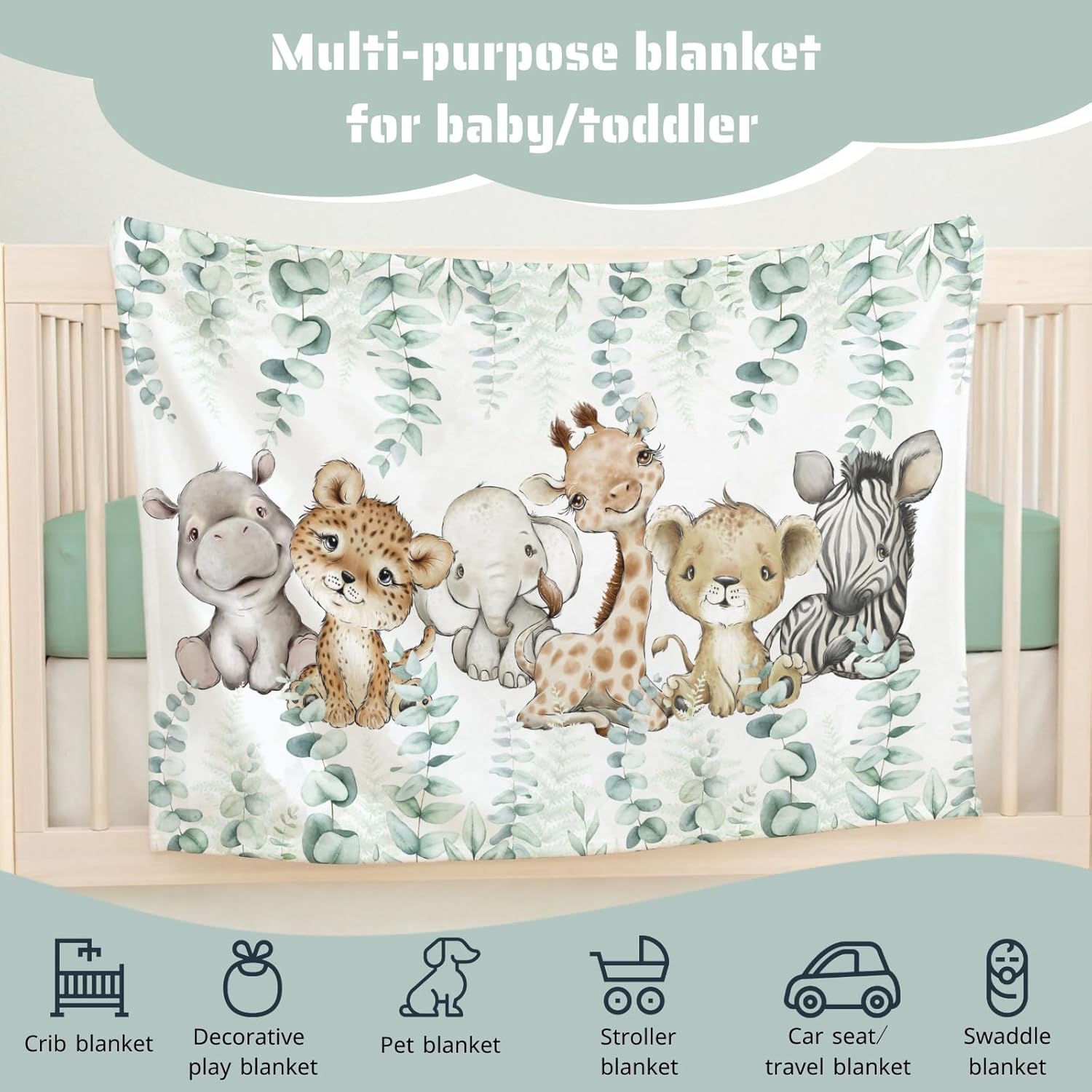 HawSkgFub Flannel Fleece Baby Blanket with African Animals