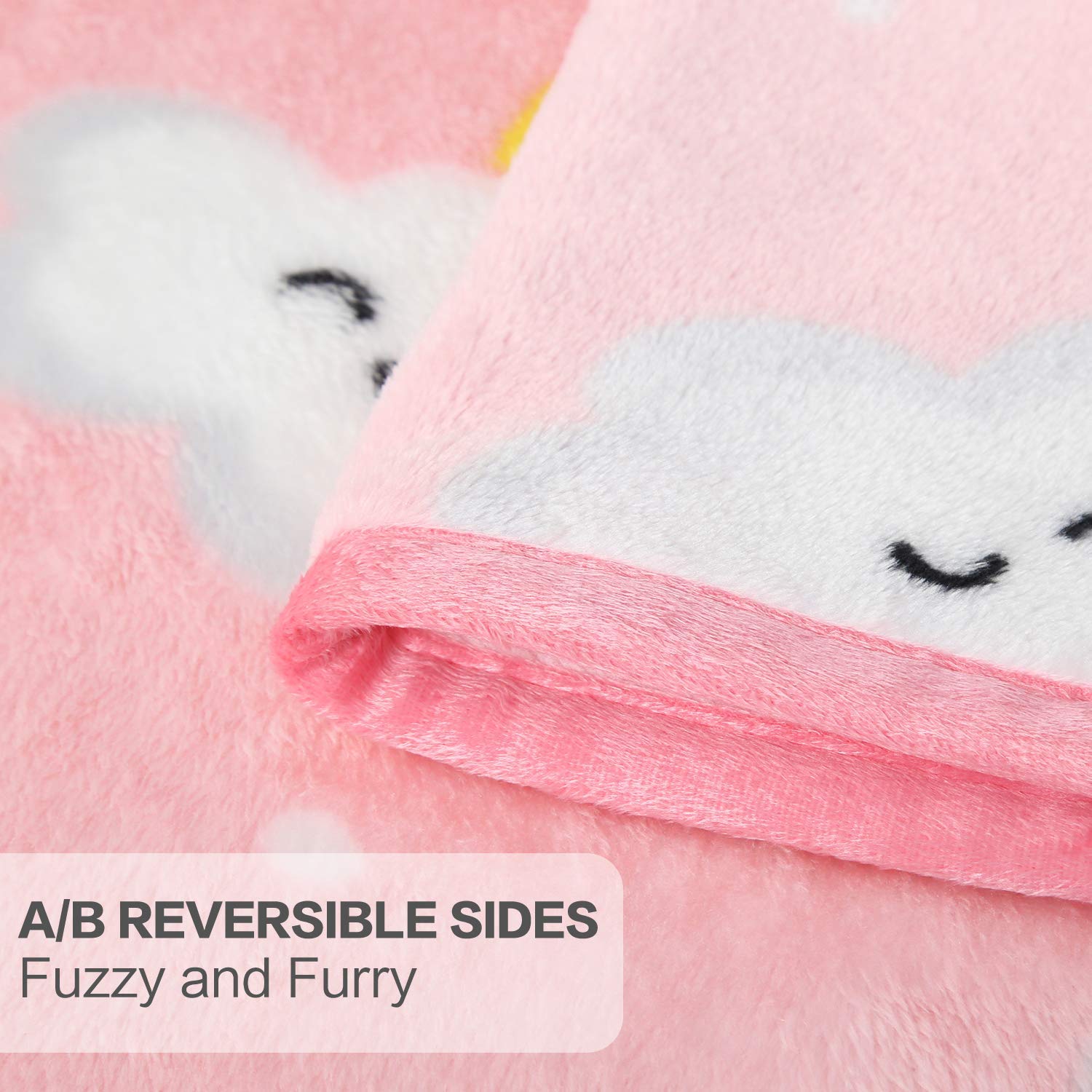 TILLYOU Toddler Flannel Blanket - 40x50 Inches Pink Cloud 1