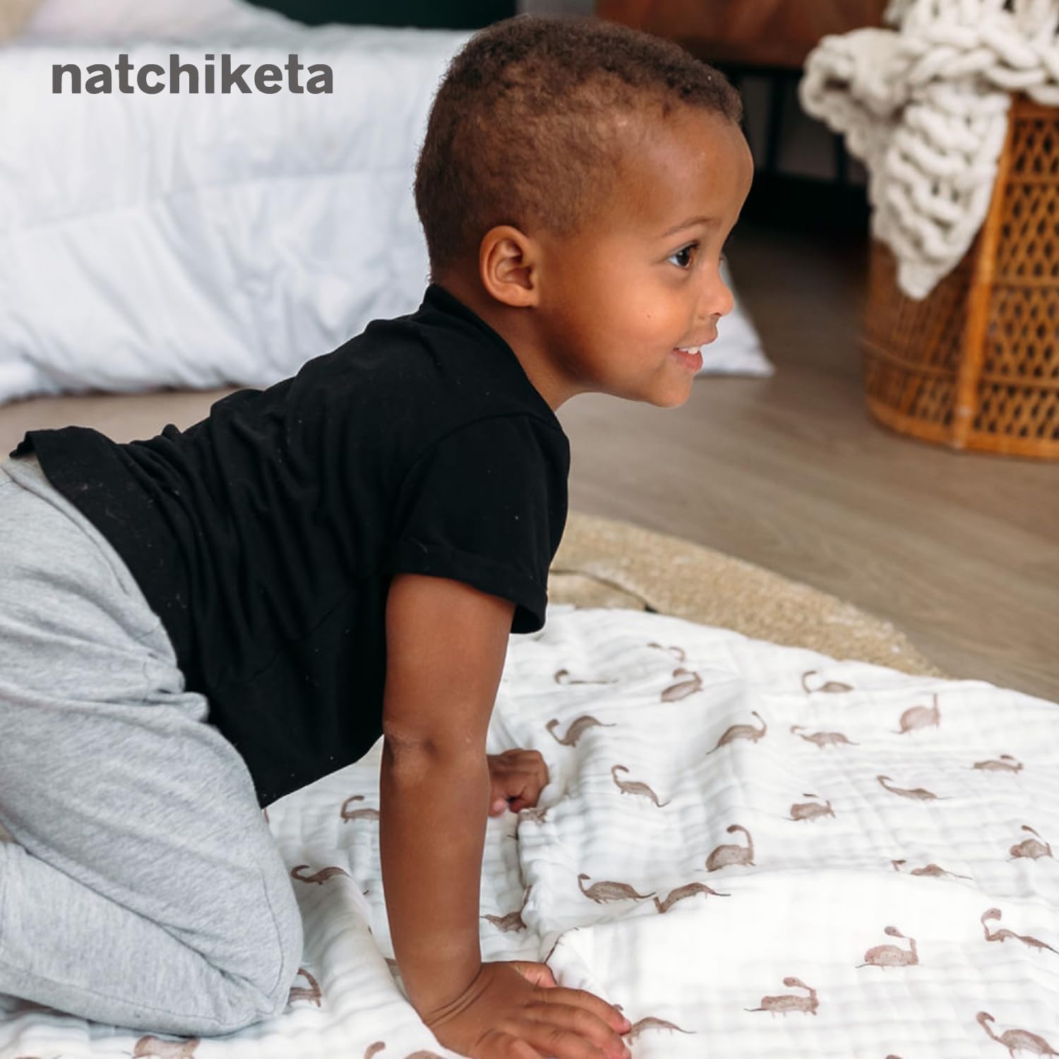 Natchiketa Organic Cotton Muslin Baby Blanket - Gender Neutral Forest Friends