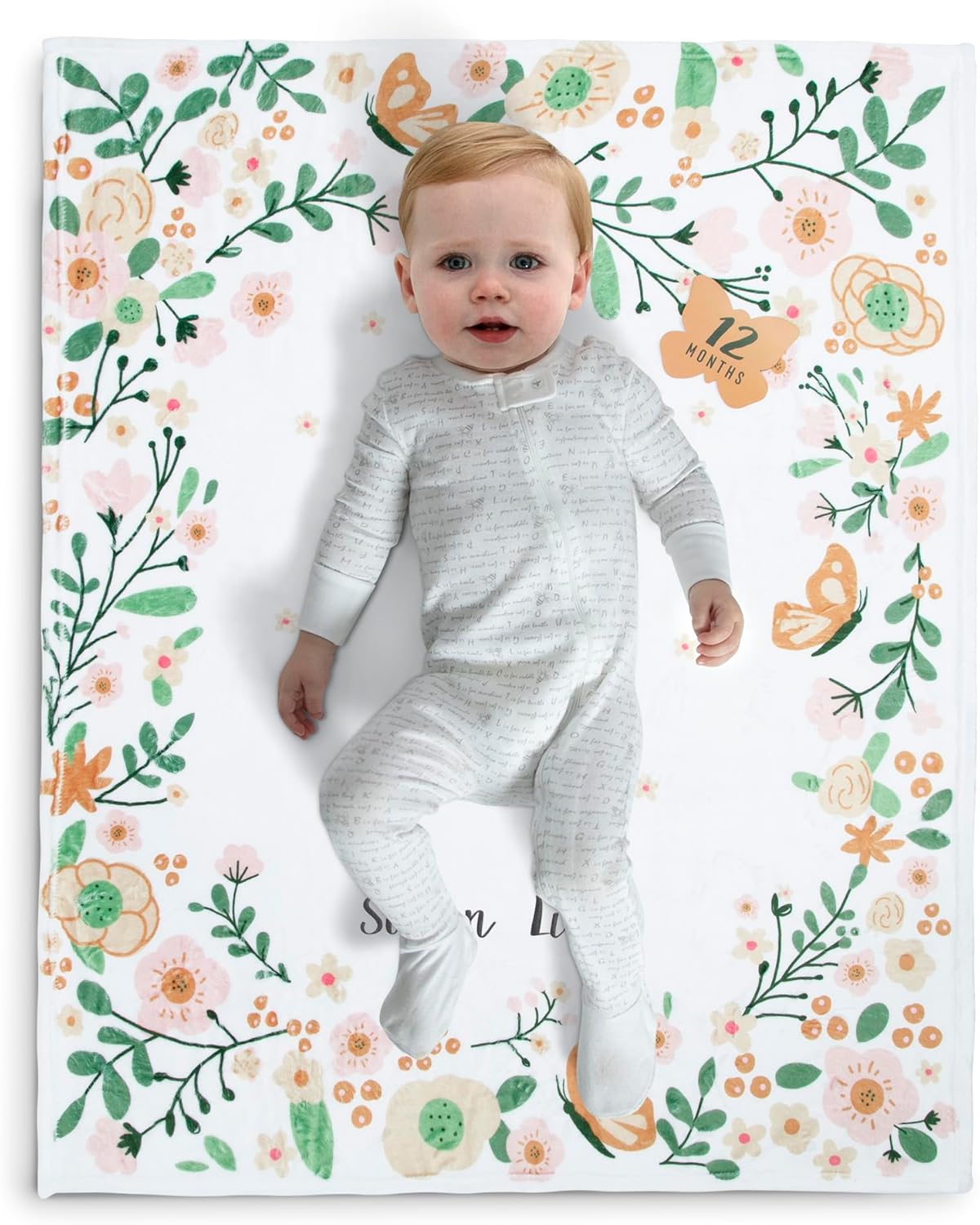 Delta Children Personalized Milestone Baby Blanket with Floral Design 1