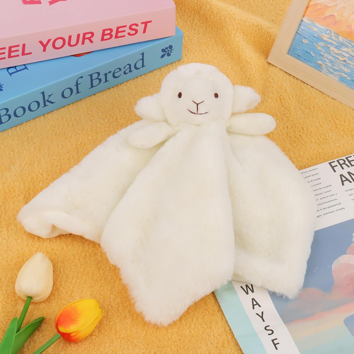 Apricot Lamb 14 Inch White Lamb Security Blanket