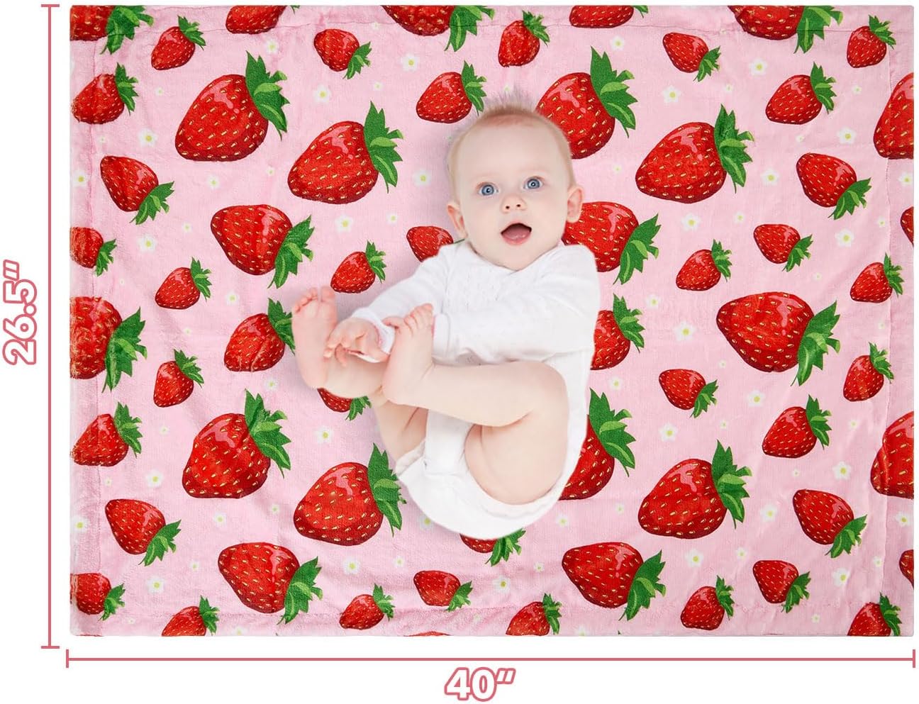 Strawberry Pattern Baby Blanket for Boys Girls