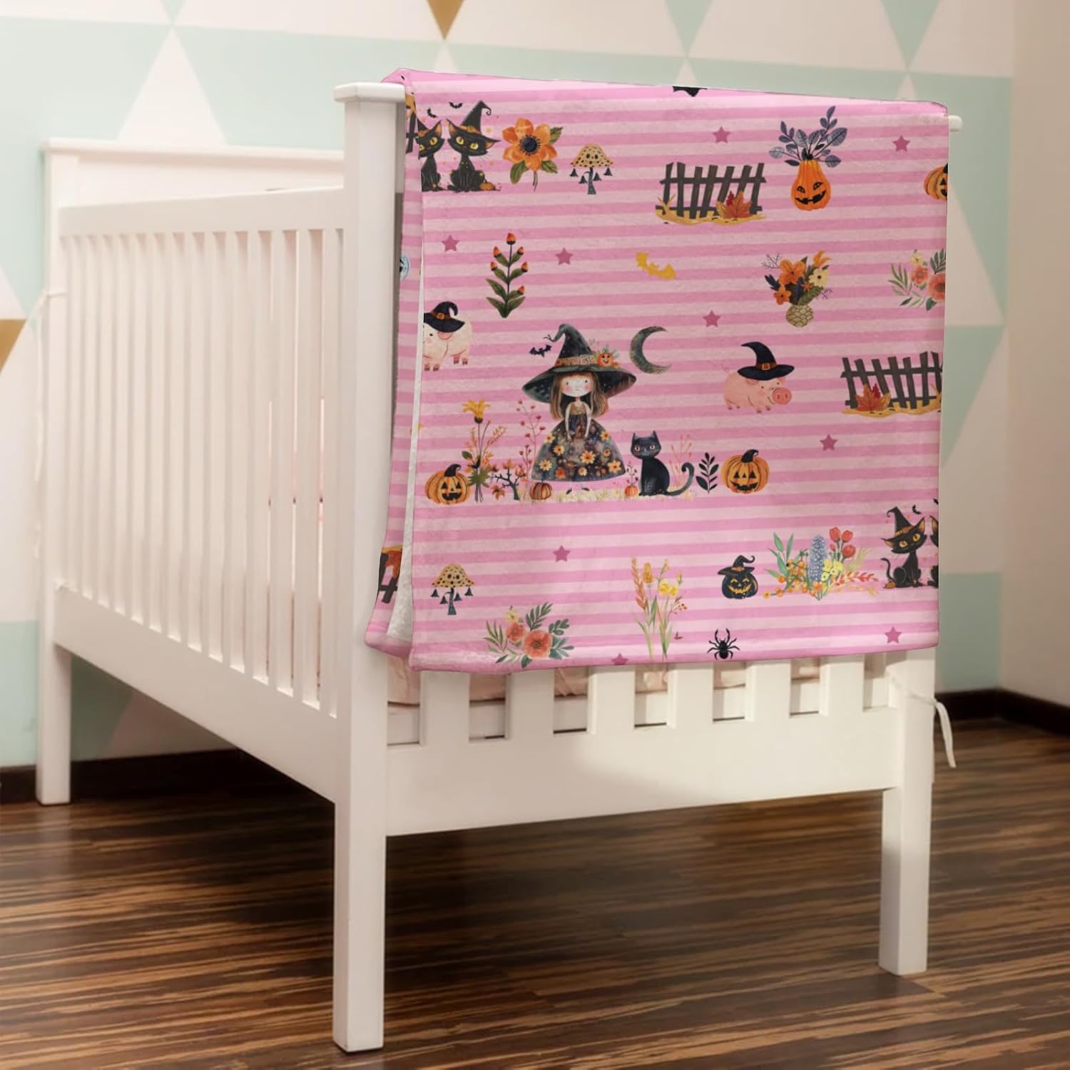 Hwmmbh Fall Farm Witch Cats Baby Blanket for Boy Girl