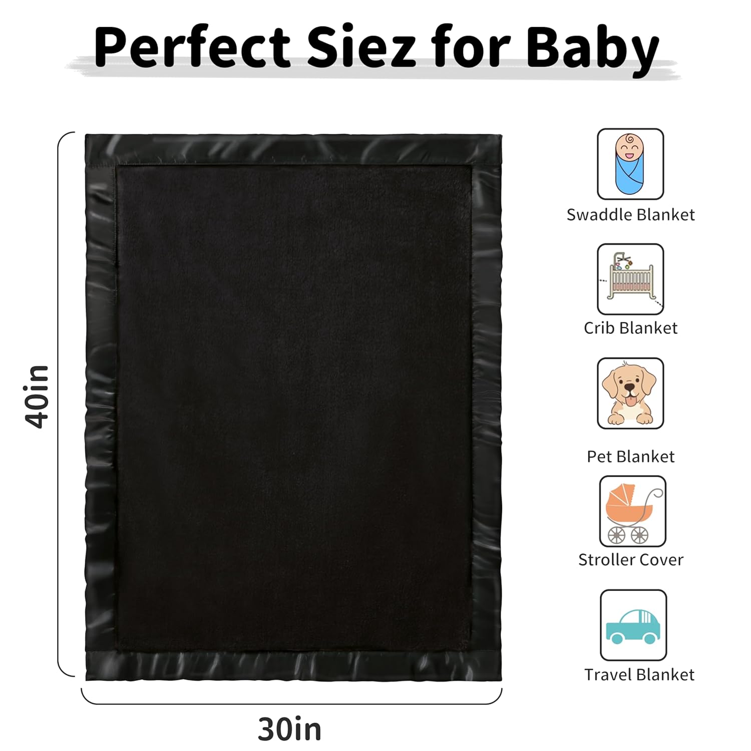Pro Goleem Fleece Baby Blanket with Satin Trim 1