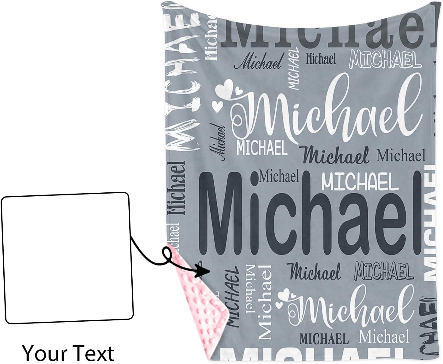 Personalized Baby Blanket with Gray Letters Print 1