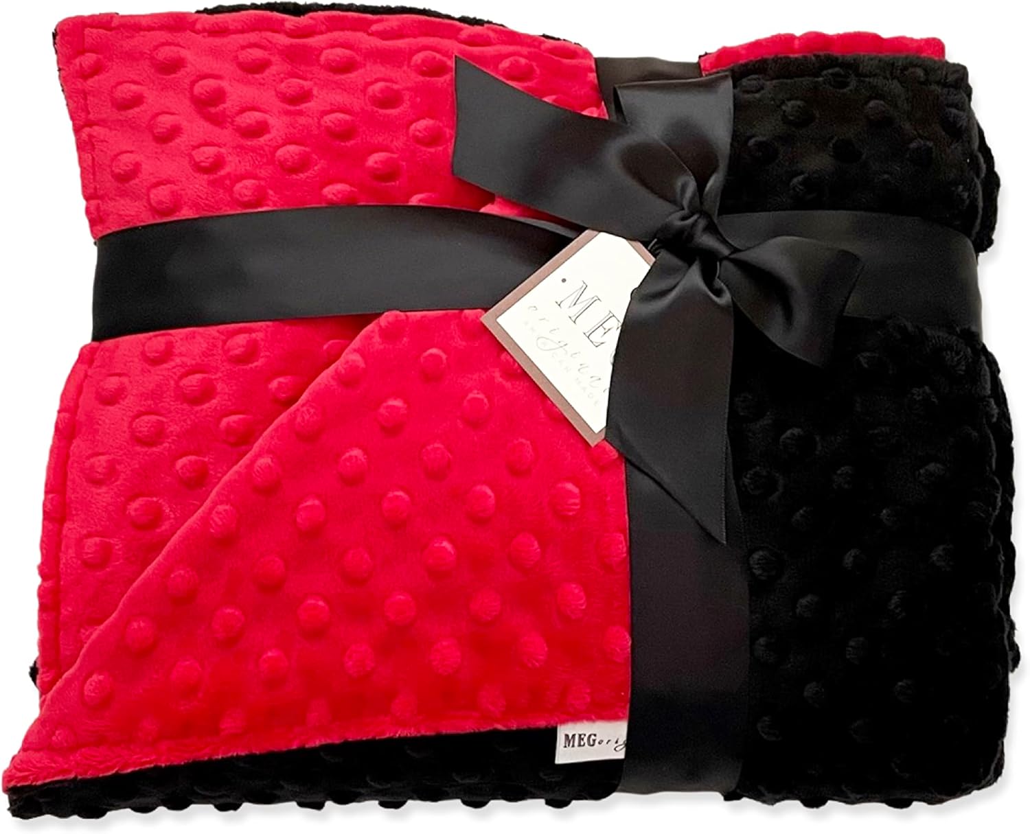 Red Black Minky Dot Crib Blanket Unisex 30x51 Inches