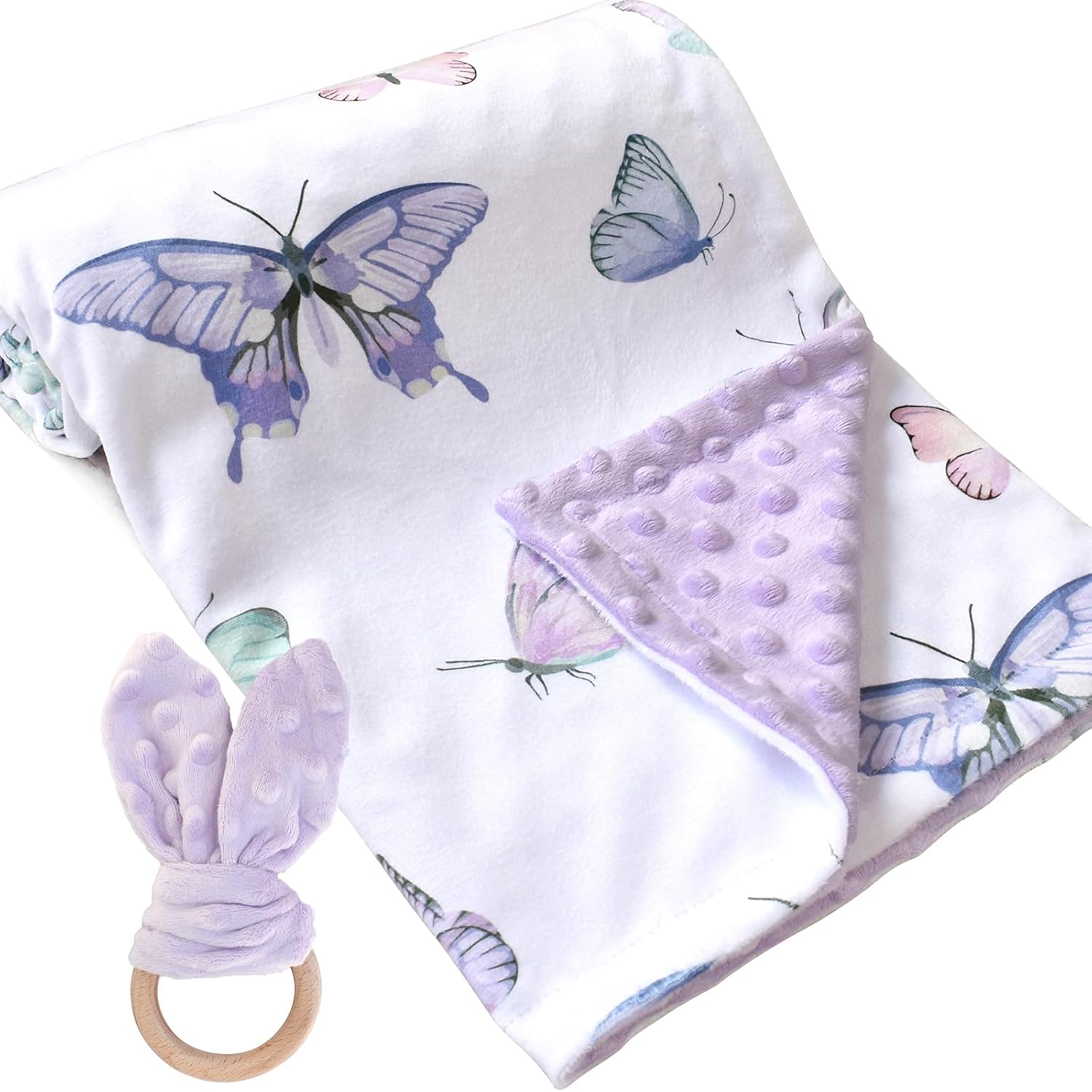 OWLOWLA Butterfly Minky Baby Blanket for Newborn and Toddler