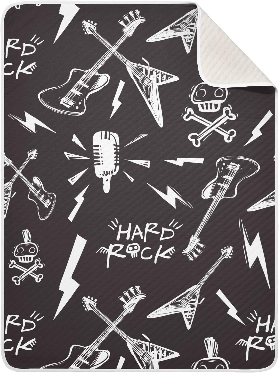 Pigsaly Rock Roll Lightnings Skull Baby Blanket 30x40in