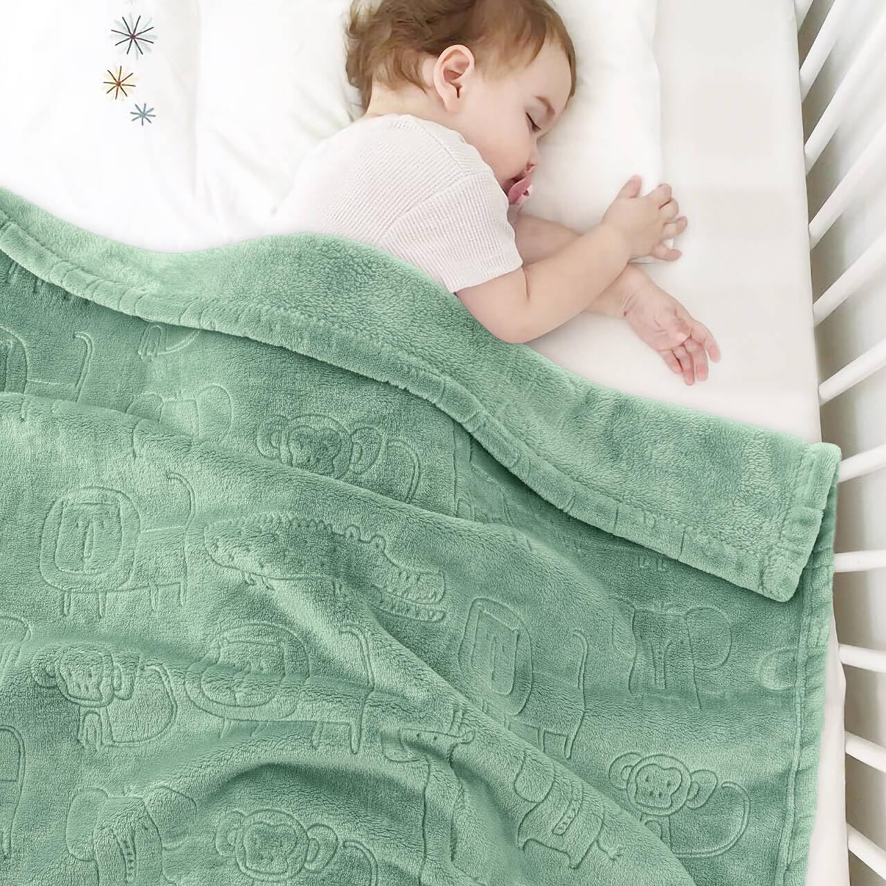 BORITAR Baby Blanket Ultra Soft Fleece 30x40 Inch Sage Green
