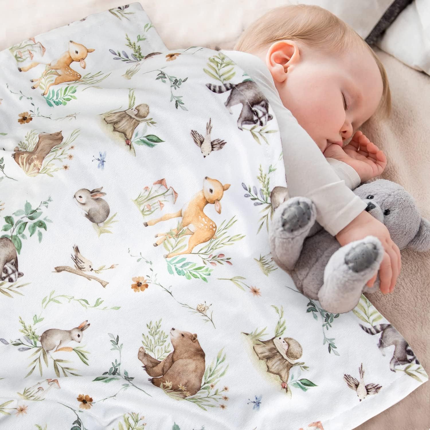 HOMRITAR Soft Plush Minky Blanket with Dotted Backing