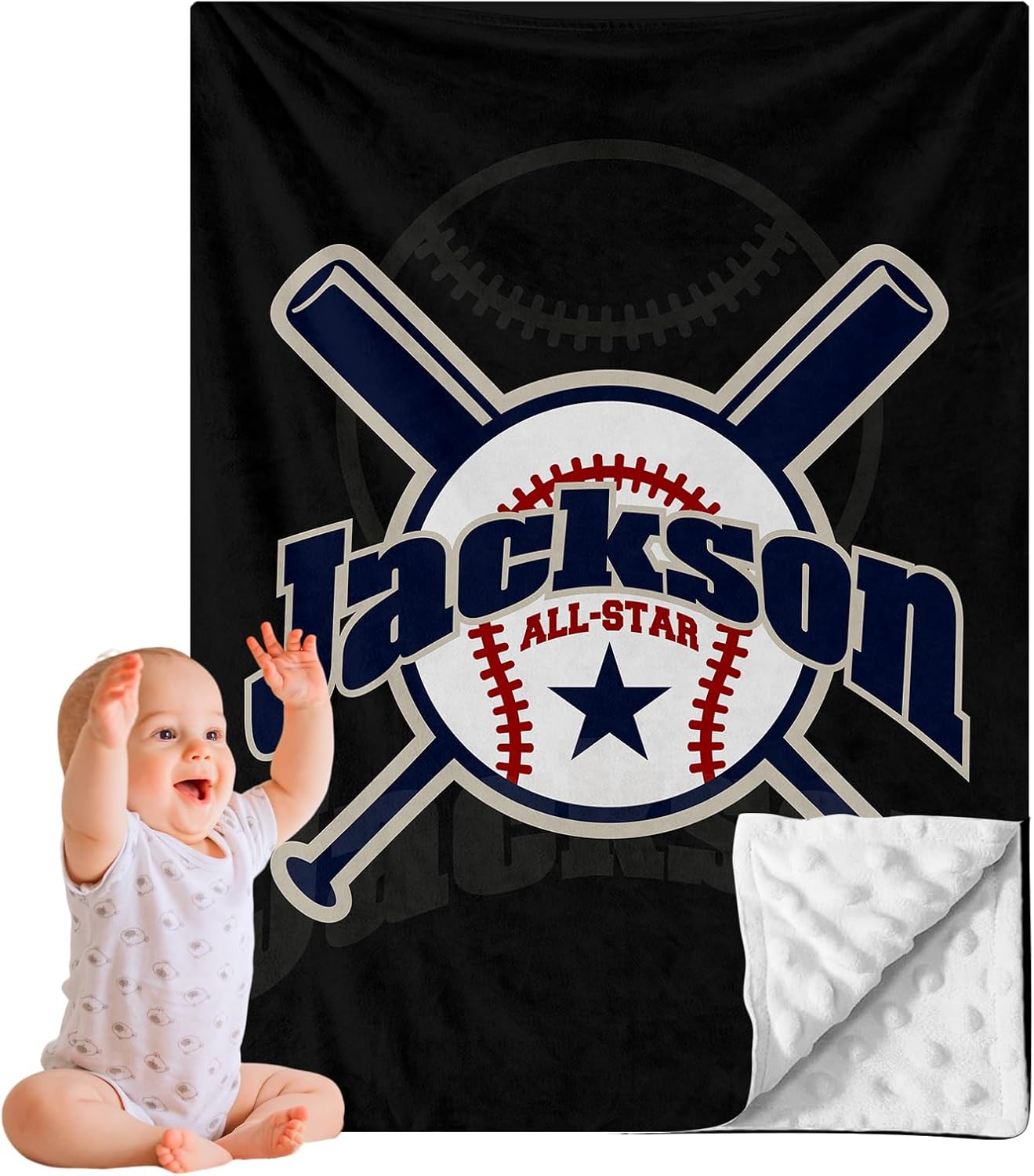 GRESATEK Custom Name Baby Double Layer Blanket for Boys Girls