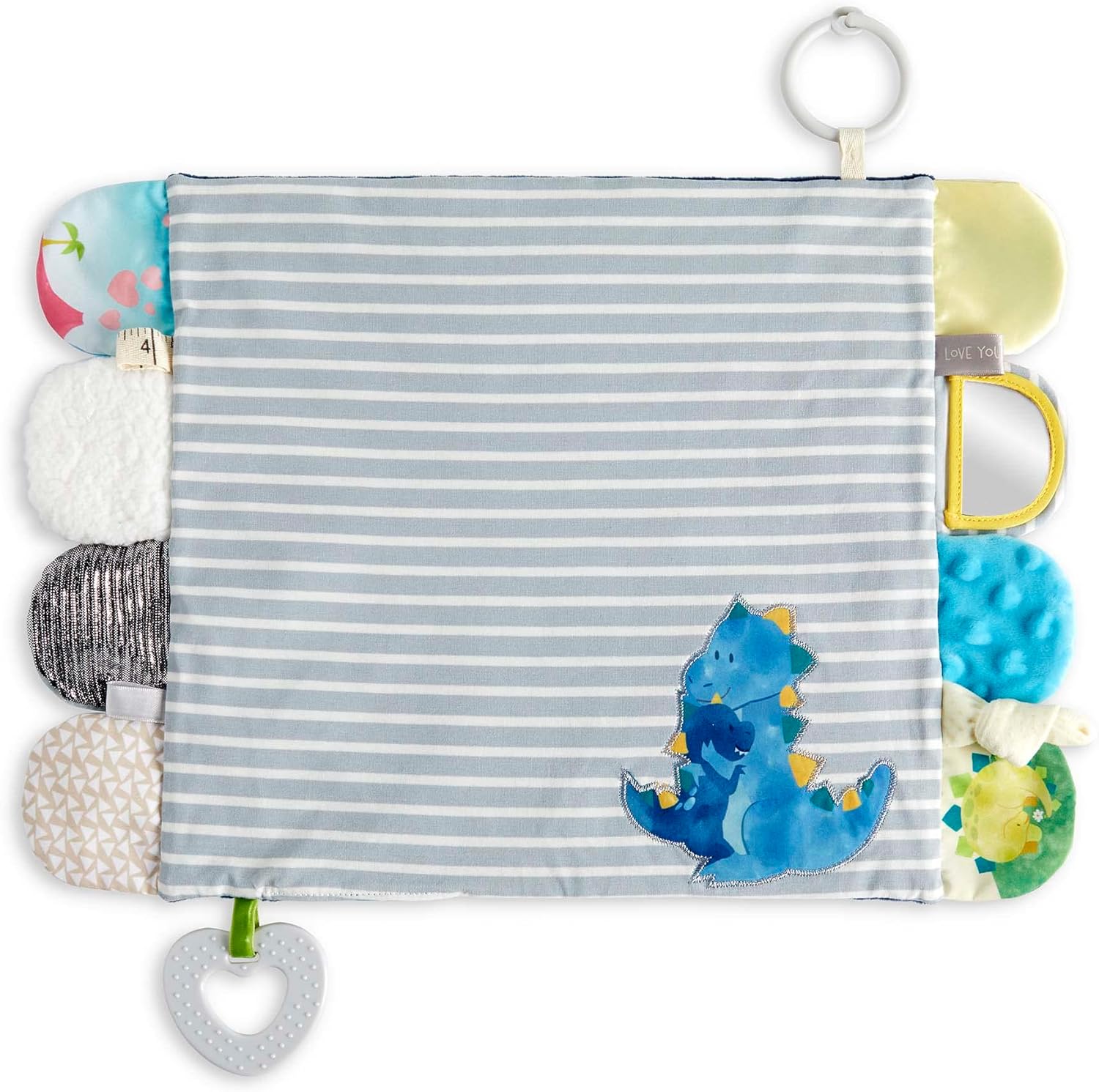 DEMDACO Dinosaur Baby Blue Activity Blanket 17x115 Inch 1