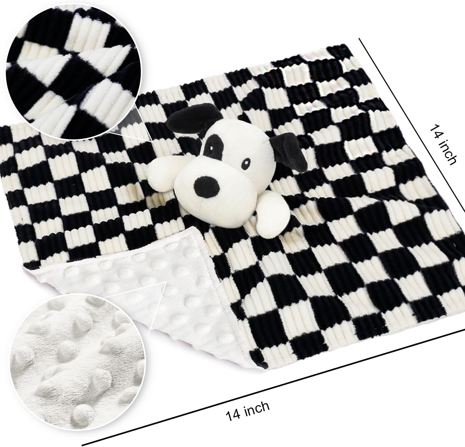 BEILIMU 14 Inch Baby Security Blanket with Minky Dot Fabric