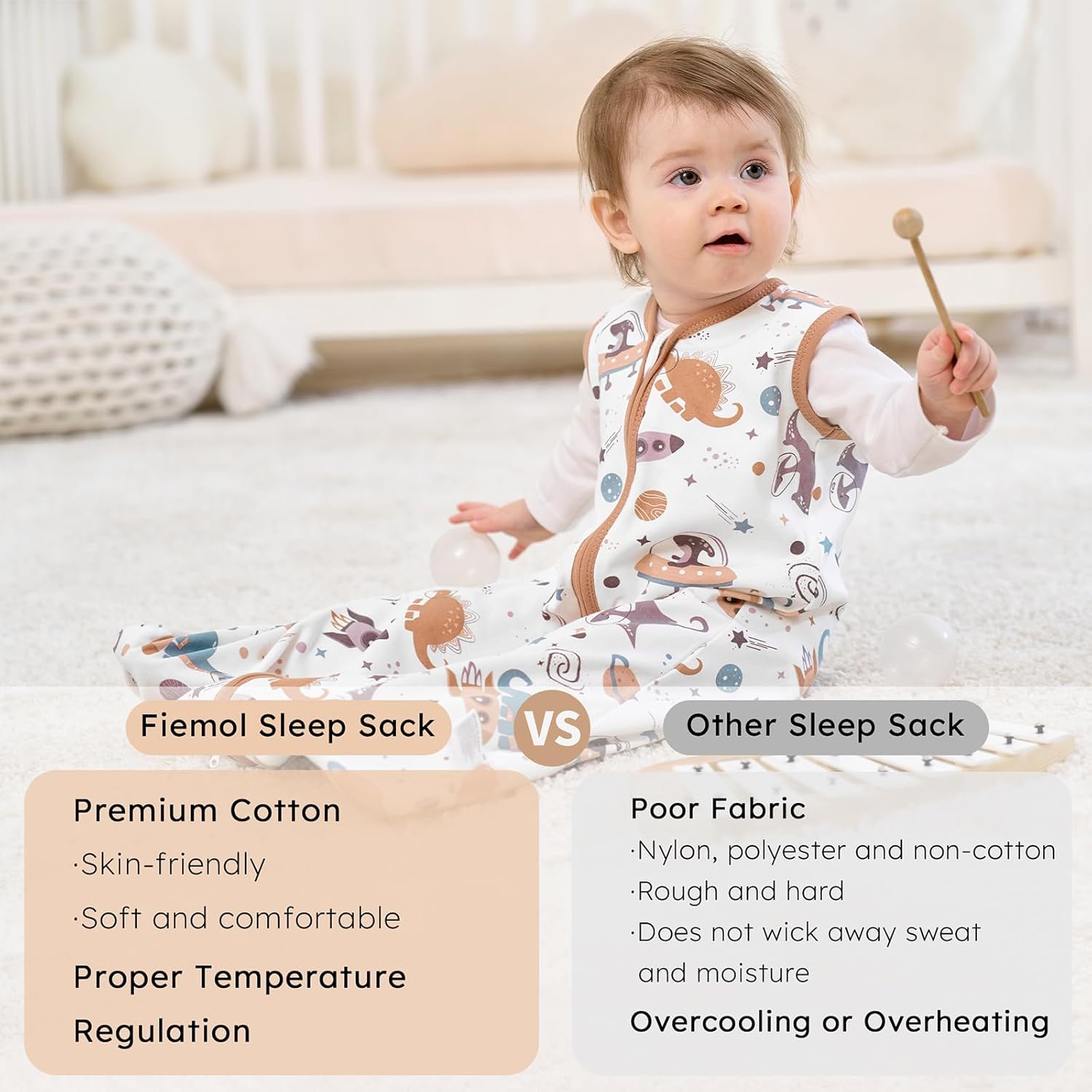 FIEMOL 3 Pack Baby Sleep Sack 18-24 Months