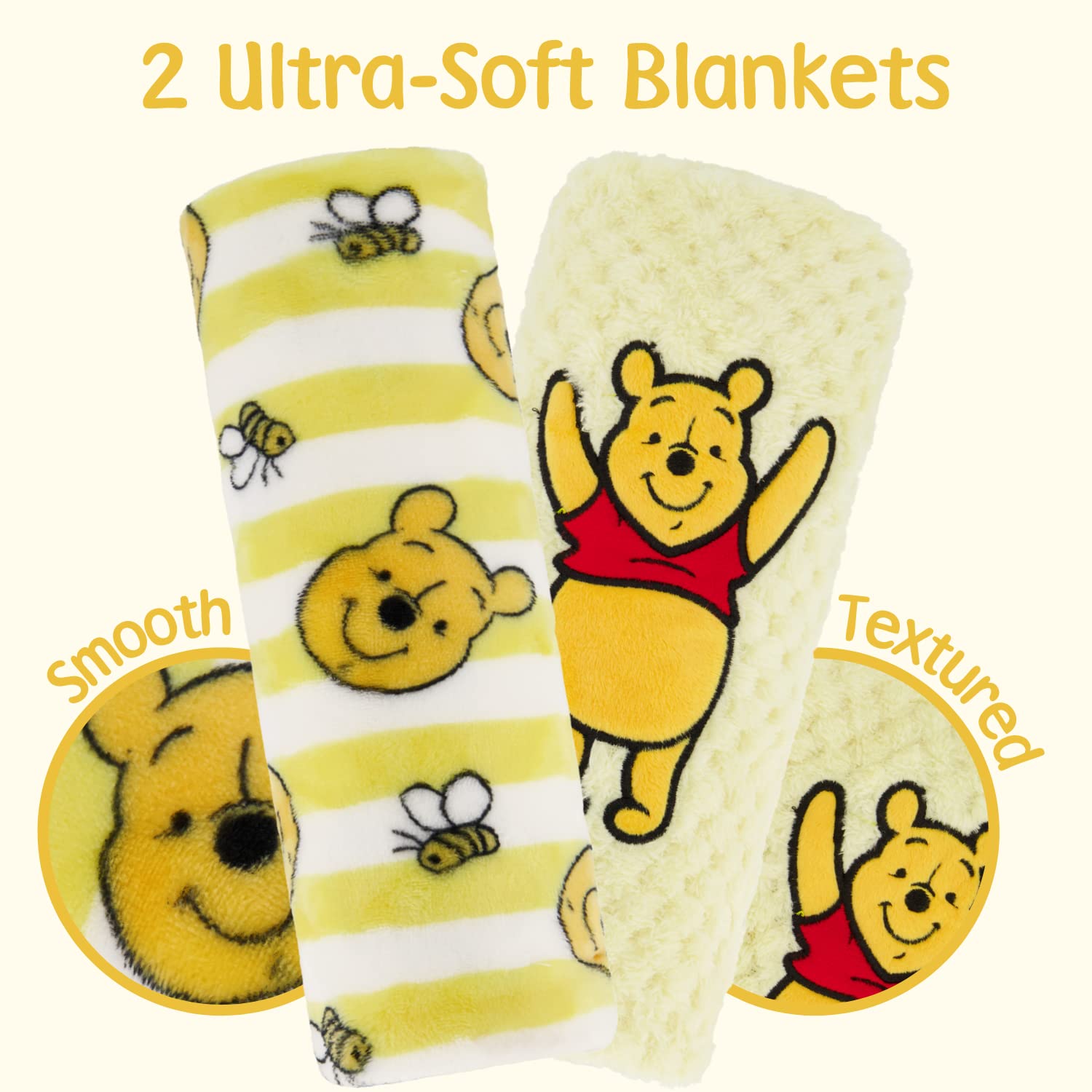 Disney 2-Pack Baby Blanket with Winnie The Pooh Design