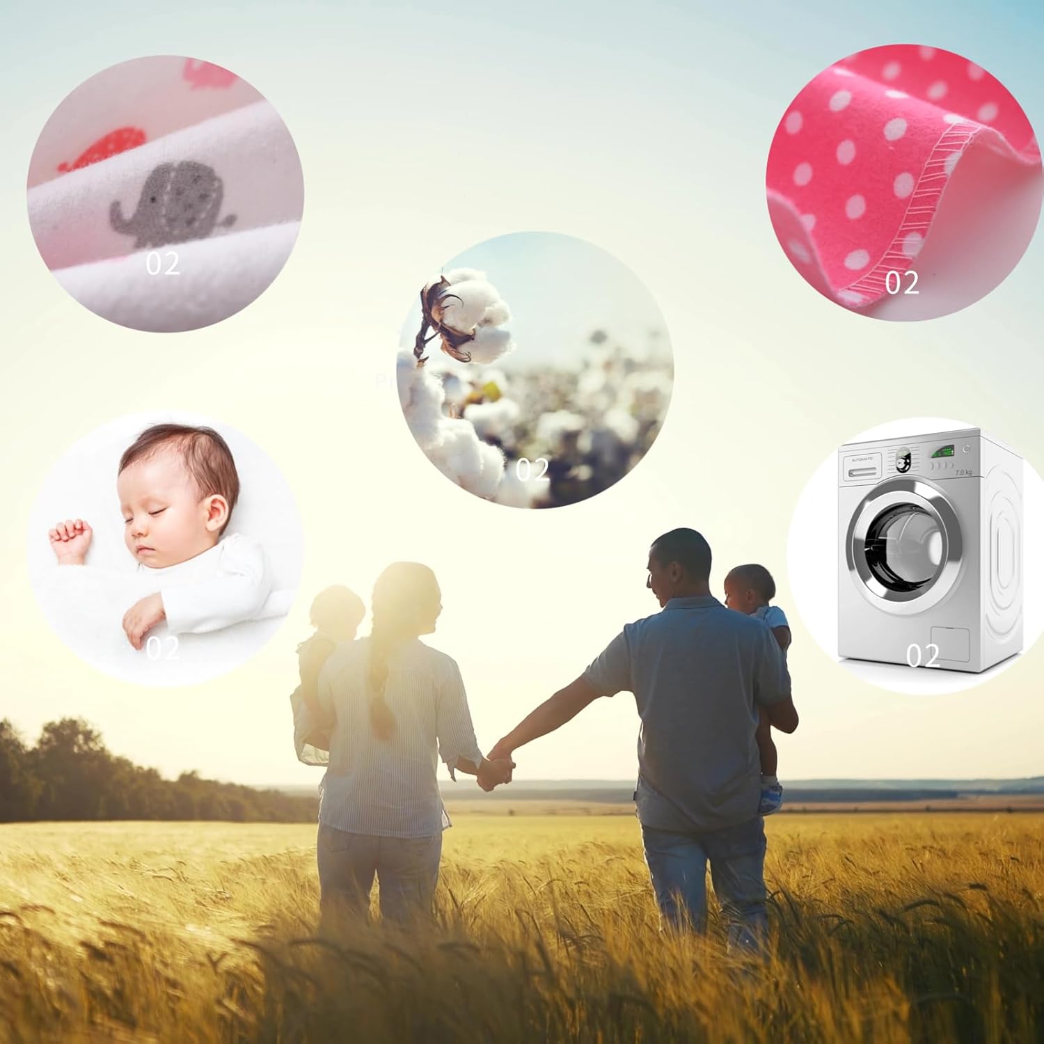 Waoot Kdet Cotton Flannel Receiving Blankets 8 Pcs for Baby