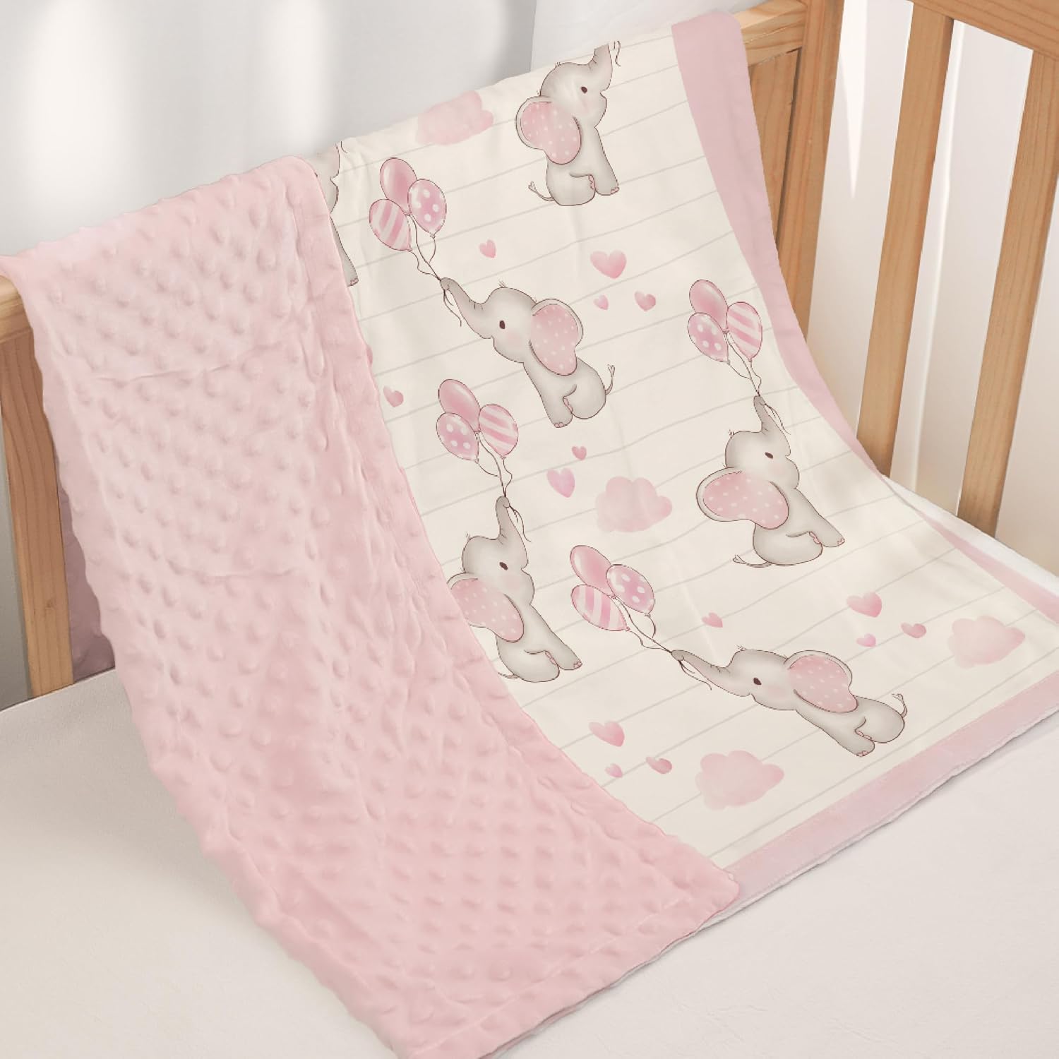 SANDJEST Elephant Kids Blanket - 30x40 Minky Throw for Girl