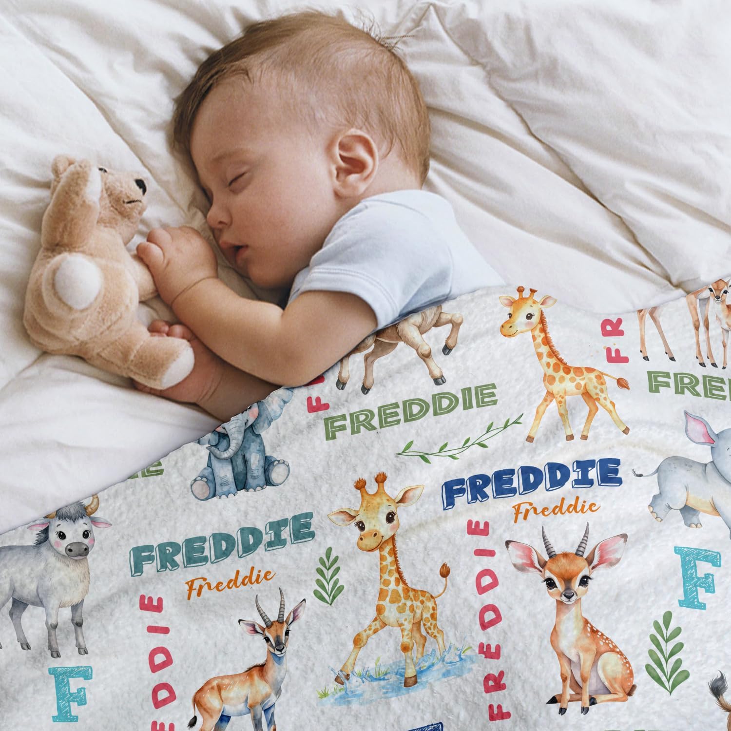 Zocoshi Personalized Safari Baby Blanket with Custom Name 1