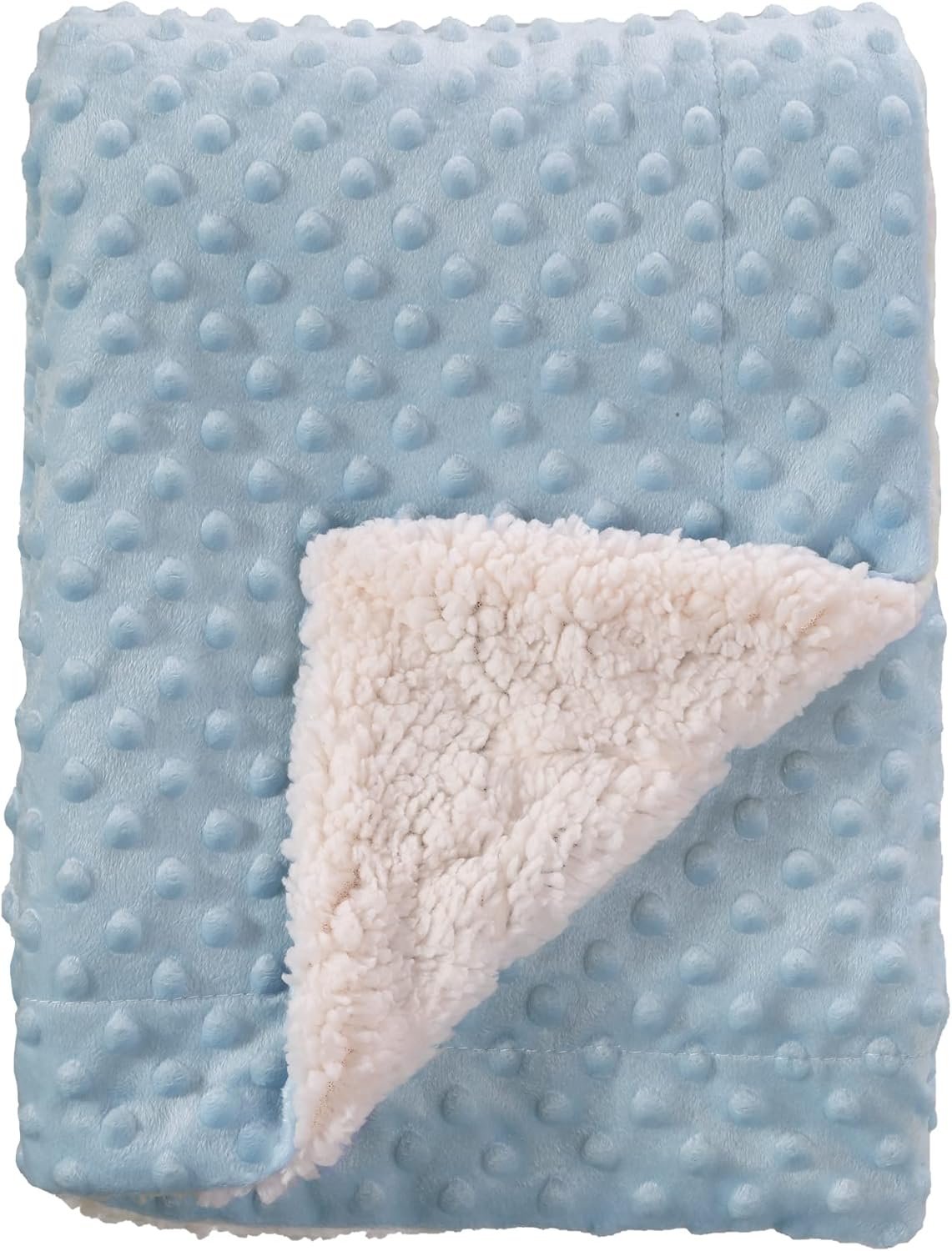CREVENT Cozy Soft Sherpa Baby Blanket 30x40 Blue Dot