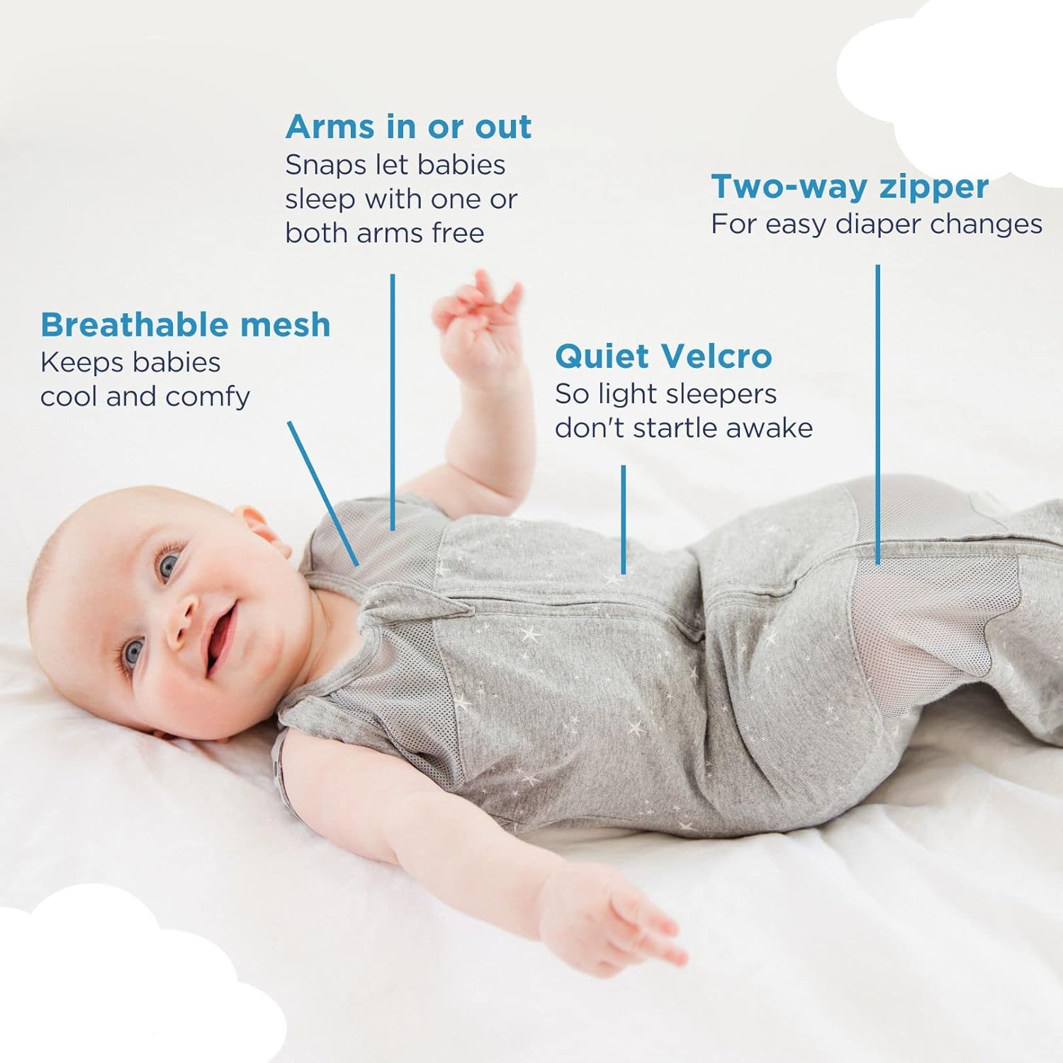 Happiest Baby Sleepea 5-Second Swaddle - Organic Cotton Large