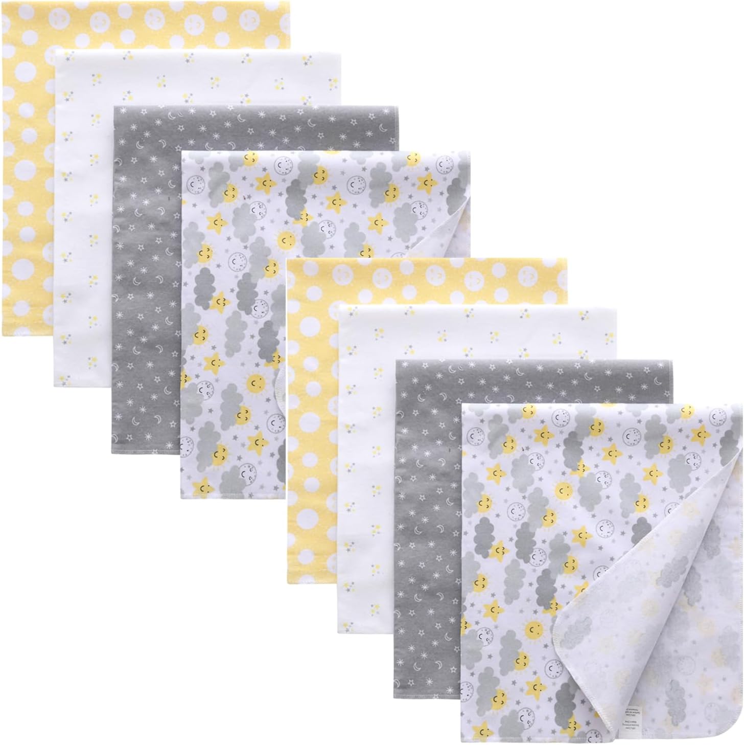 Waoot Kdet Cotton Flannel Receiving Blankets 8 Pcs for Baby