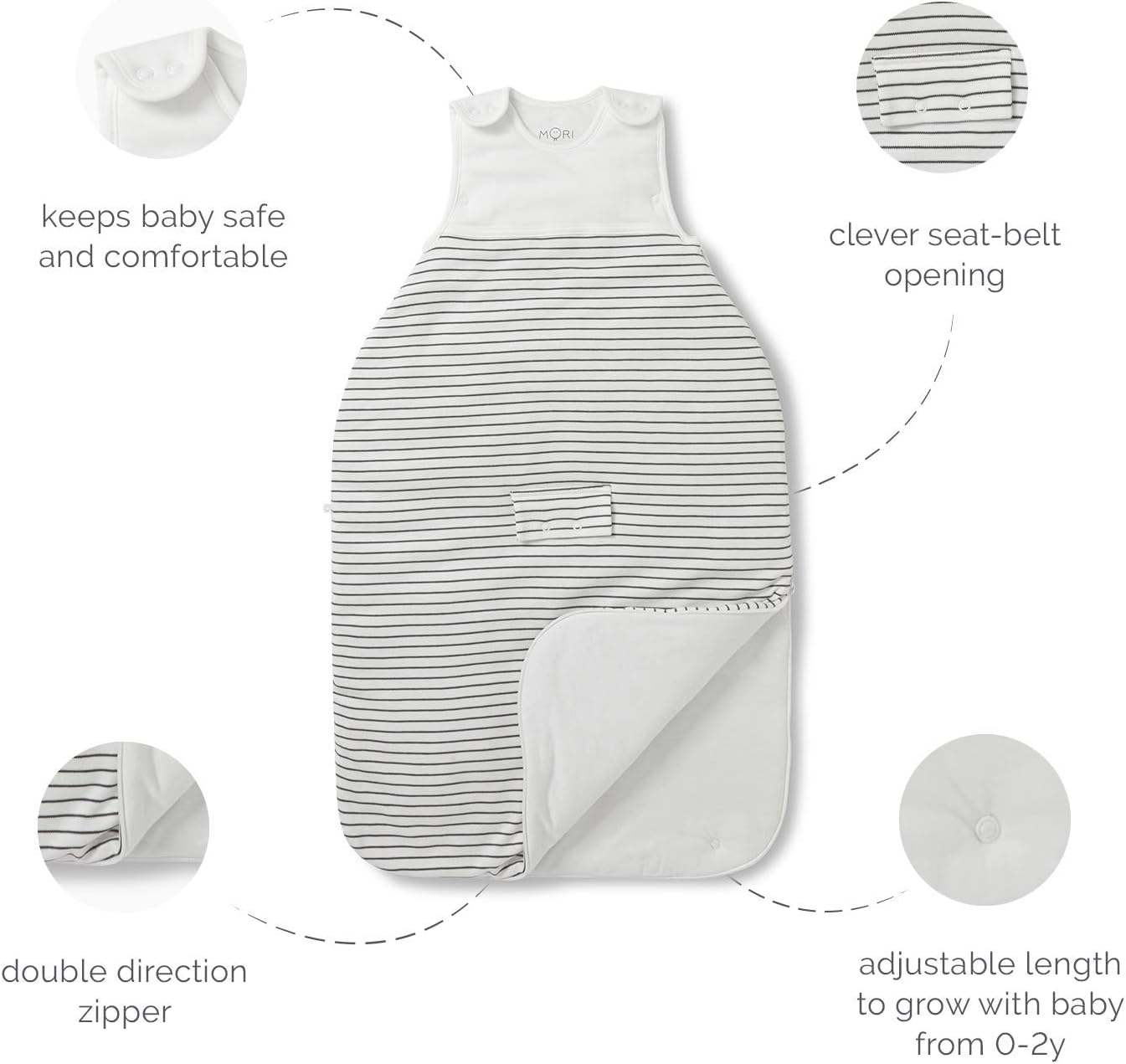MORI Clever Sleep Sack Toddler Two Way Zip Breathable Swaddle