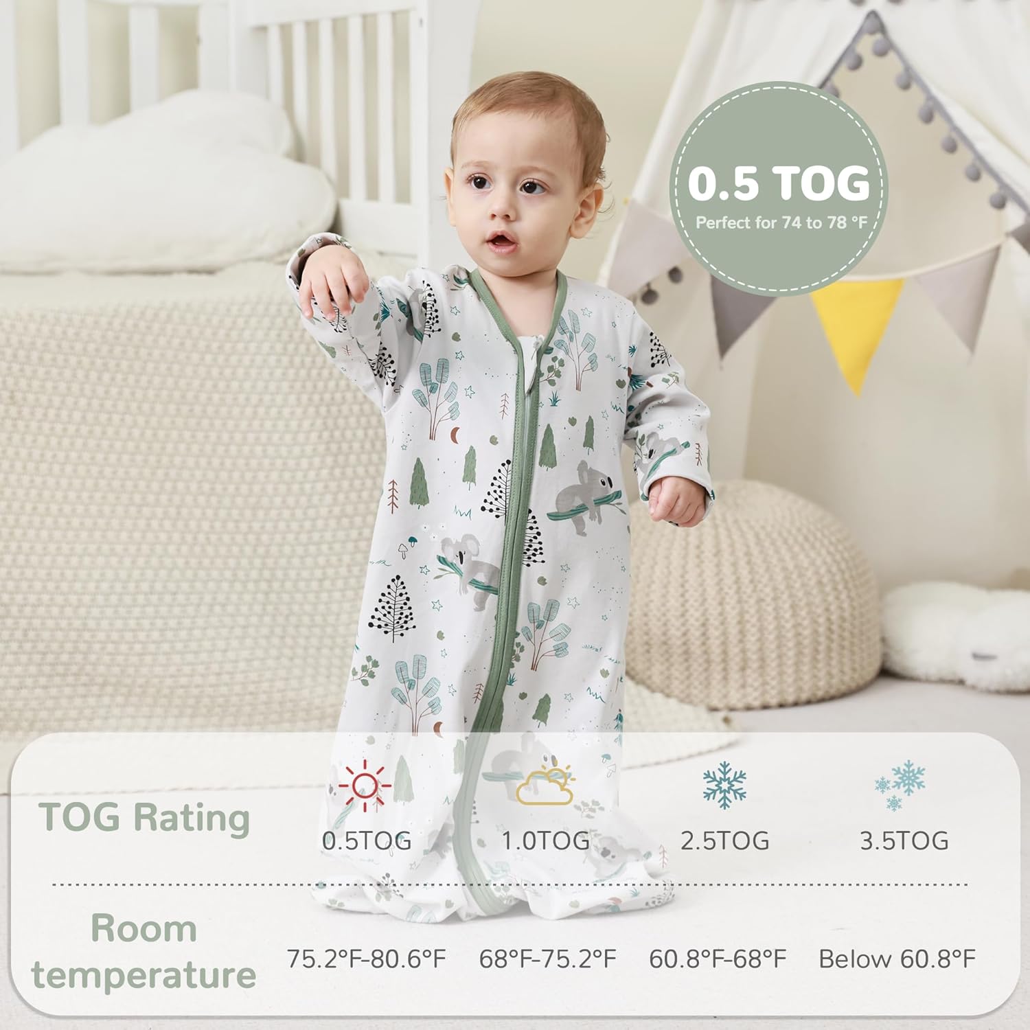 JELLYMONI 6-12 Months Sleep Sack 2 Pack 100 Cotton
