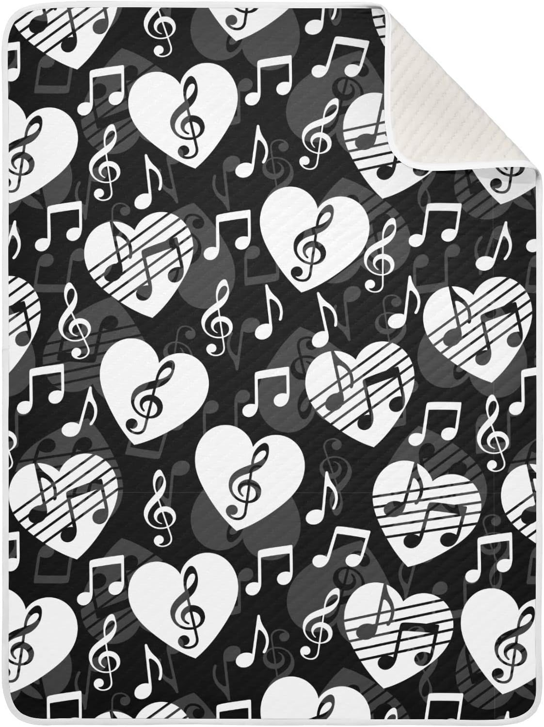 Love Music Notes Baby Blanket 30x40in Crib Stroller Blanket