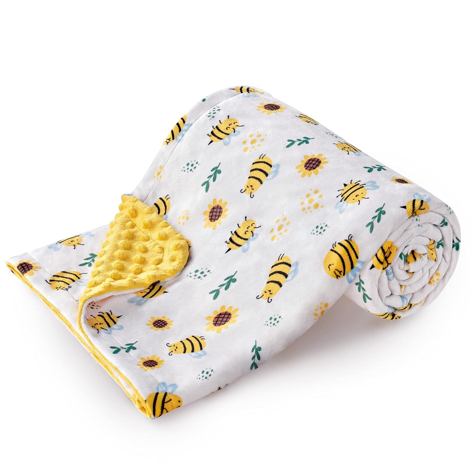DaysU Silky Micro Plush Baby Blanket with Yellow Bee Print