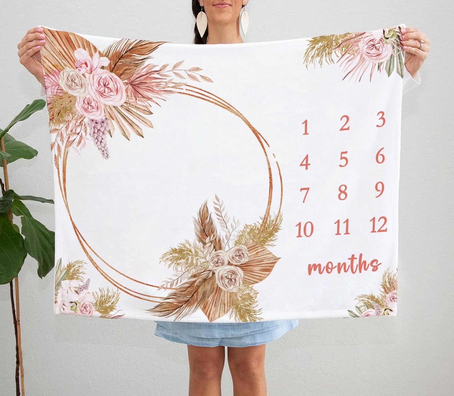 Yuzioey Boho Floral Baby Growth Blanket 50x40