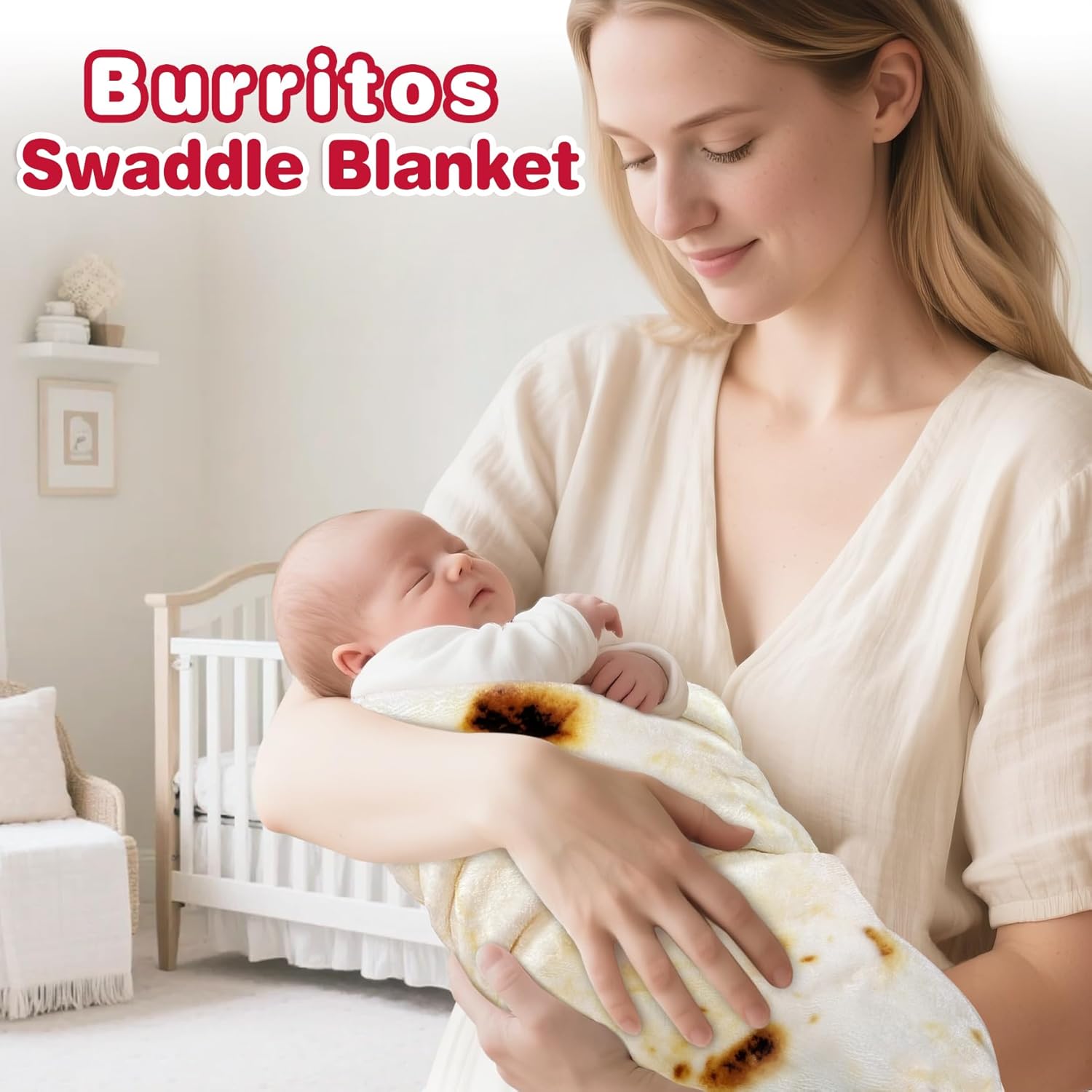 Jorbest Burritos Swaddle Blanket 36 Inches Flannel Baby Blanket with Funny Pattern