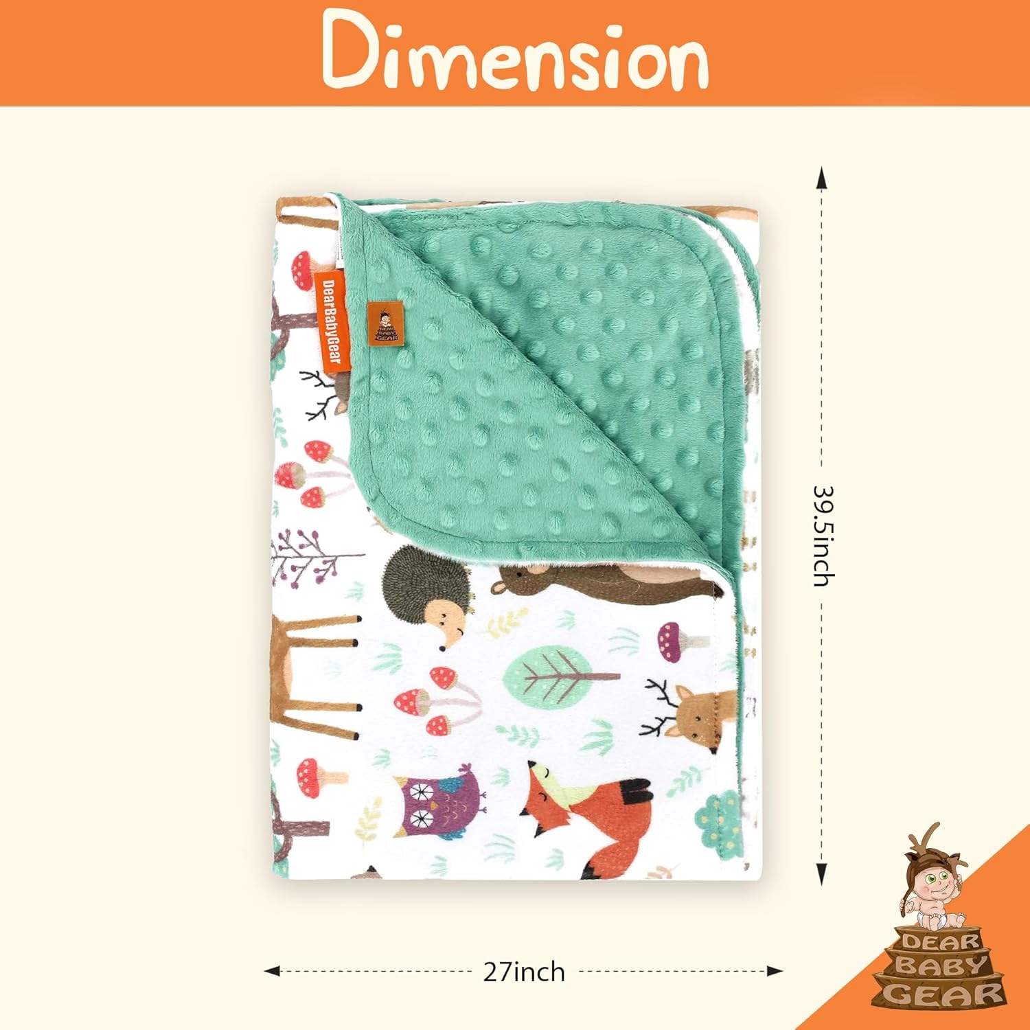 Dear Baby Gear Soft Baby Blanket - Crib Cover with Mint Green Dot Design
