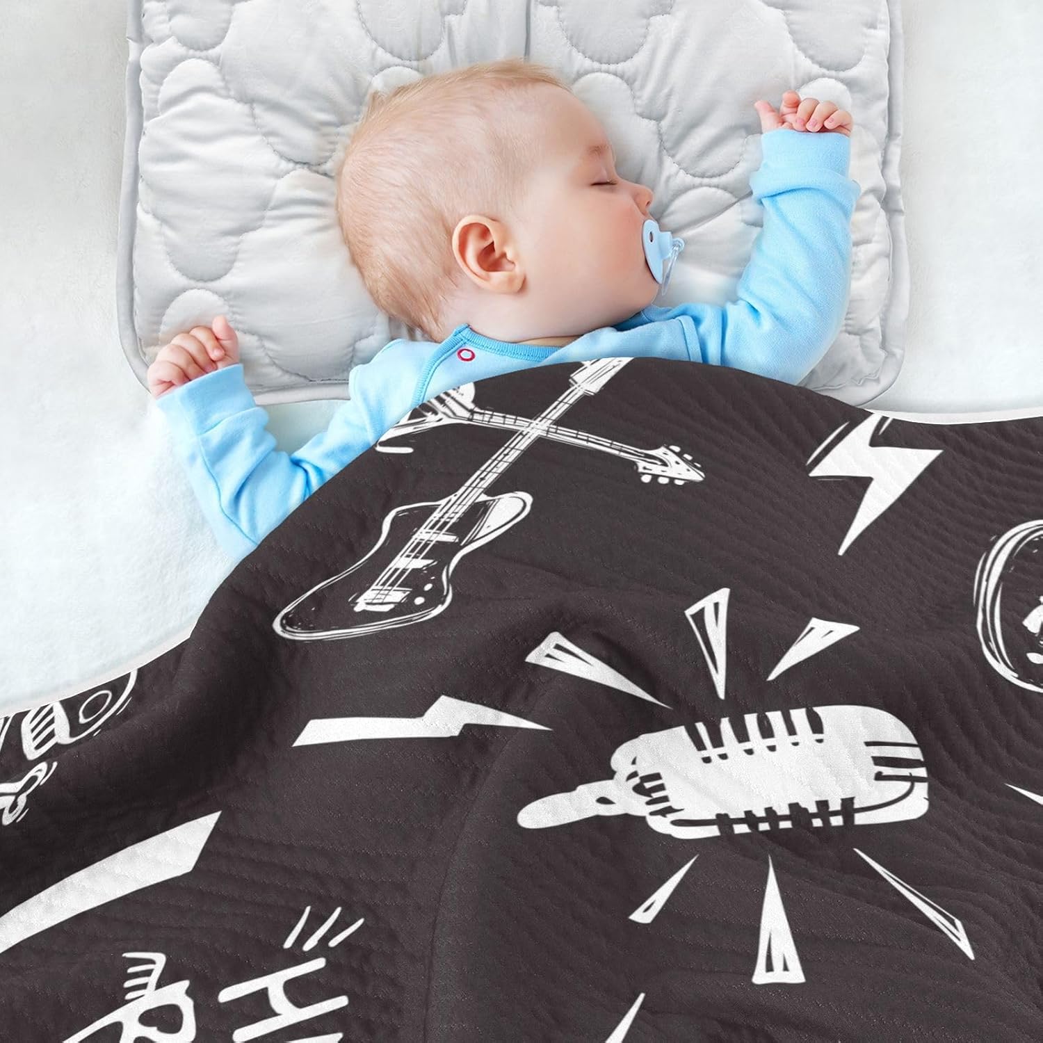 Pigsaly Rock Roll Lightnings Skull Baby Blanket 30x40in