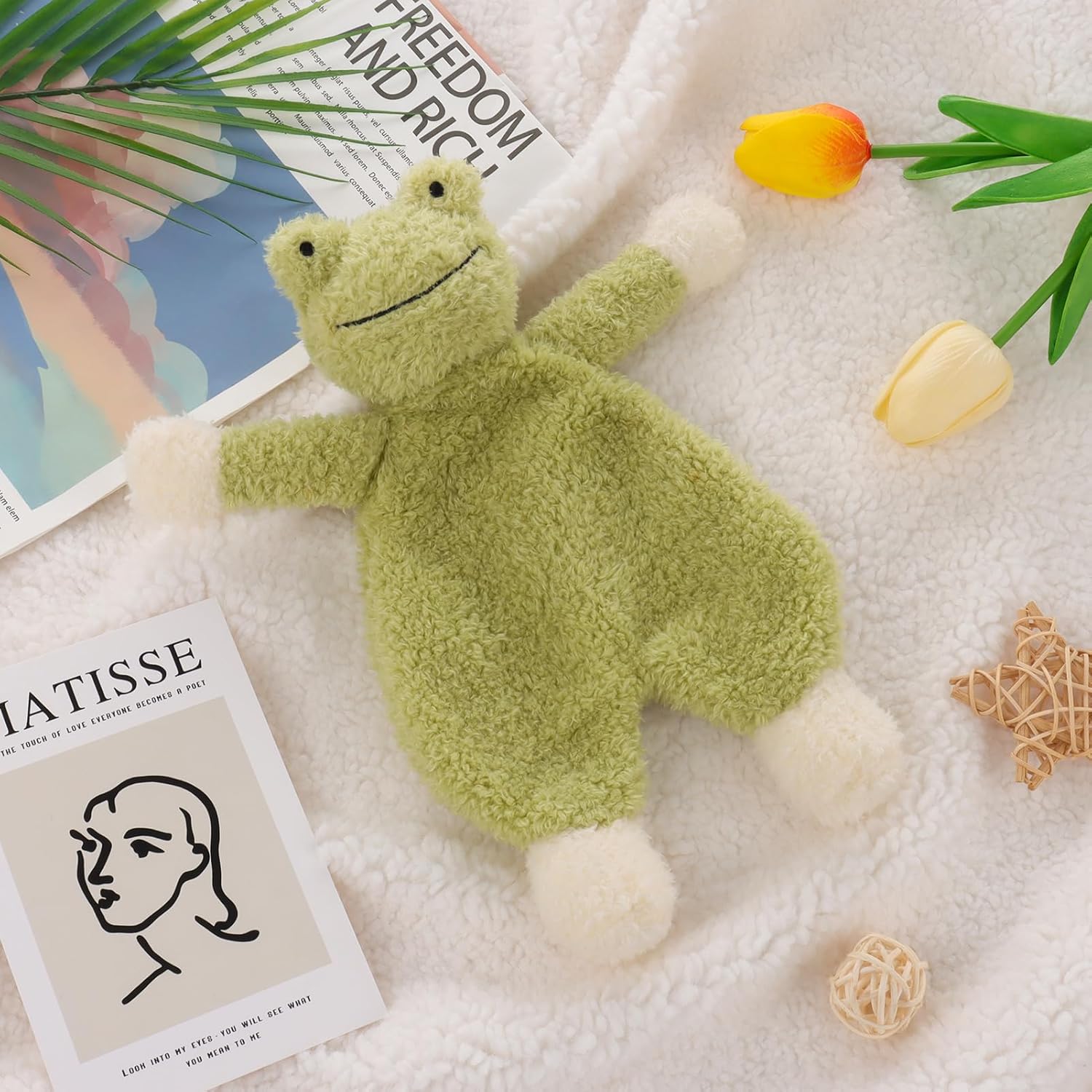 Apricot Lamb Green Frog Security Blanket 10 Inches 1