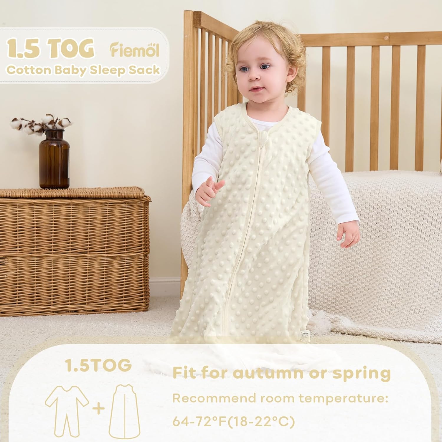 FIEMOL Fleece Baby Sleep Sack 6-12 Months 2 Pack
