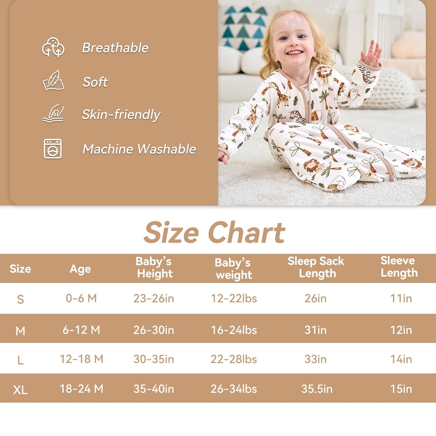 FIEMOL 18-24 Months Baby Sleep Sack with Mittens