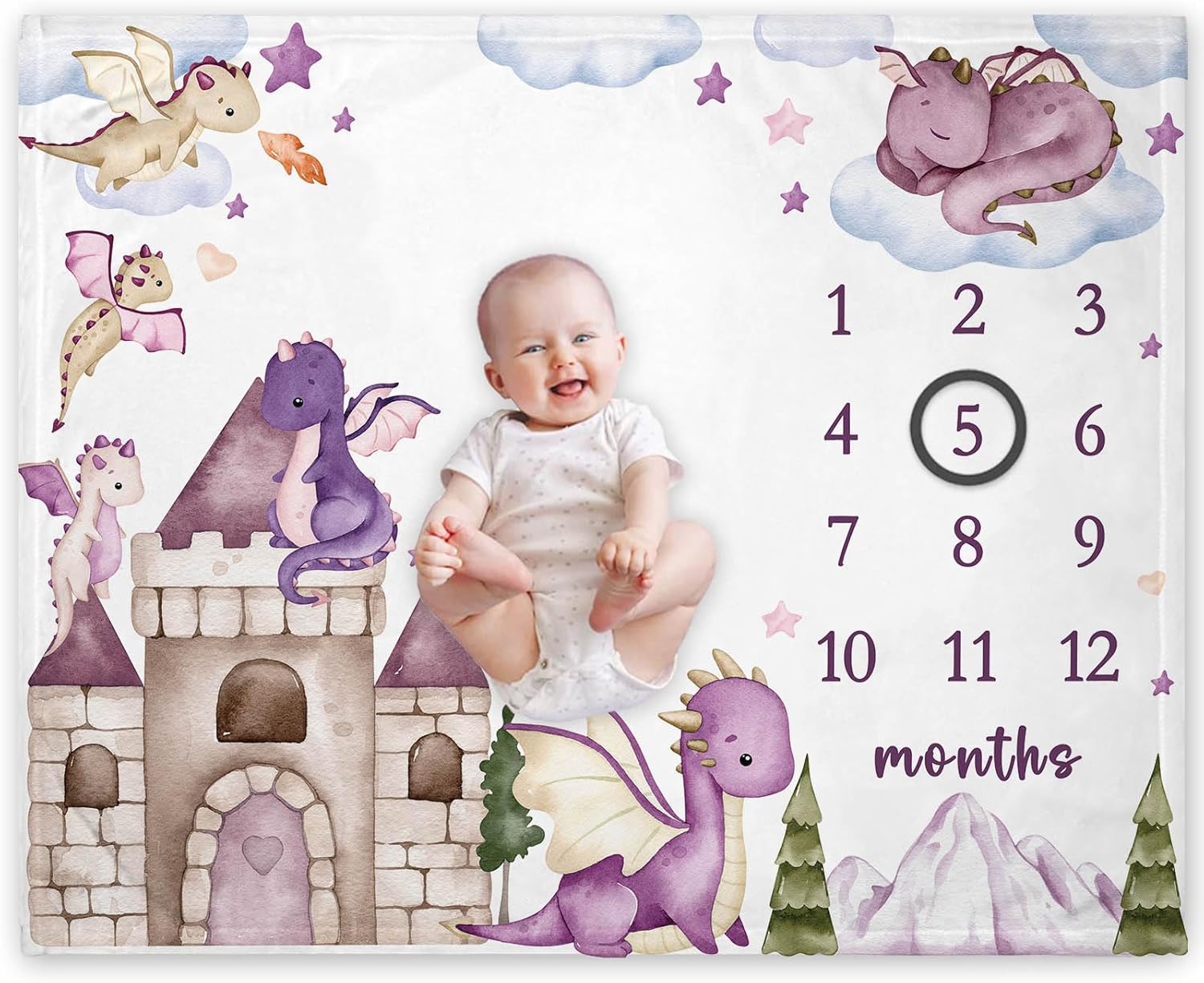 Yuzioey Dragon Girl Milestone Blanket 50x40