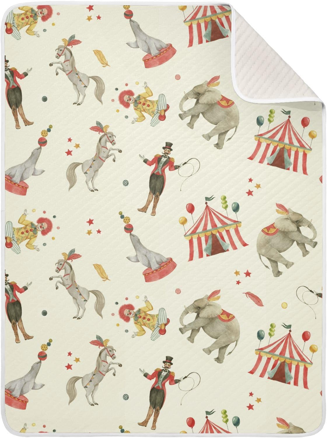 Pigsaly Watercolor Circus Animals Baby Blanket 30x40in