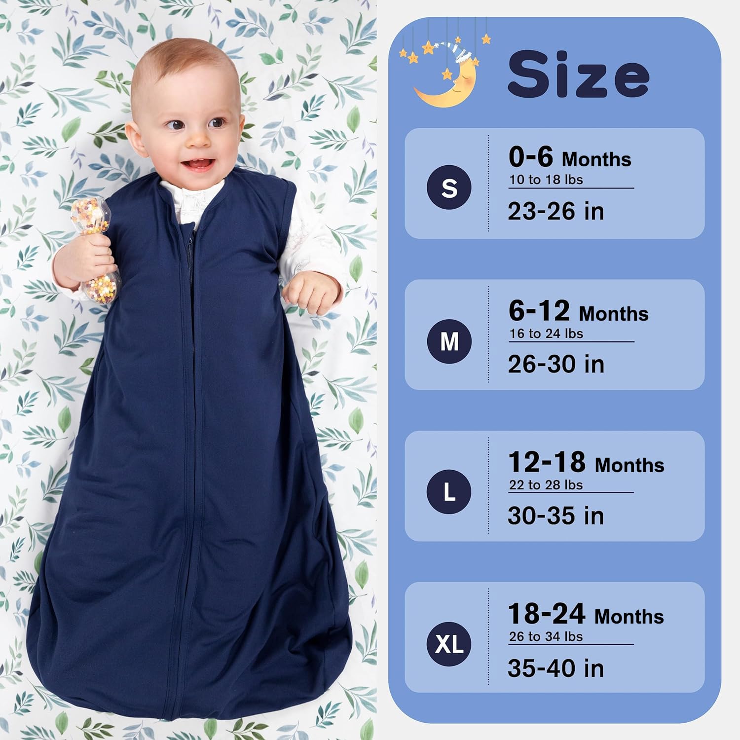 Baby Sleep Sack 0-6 Months 100 Rayon Cotton 2-Way Zipper