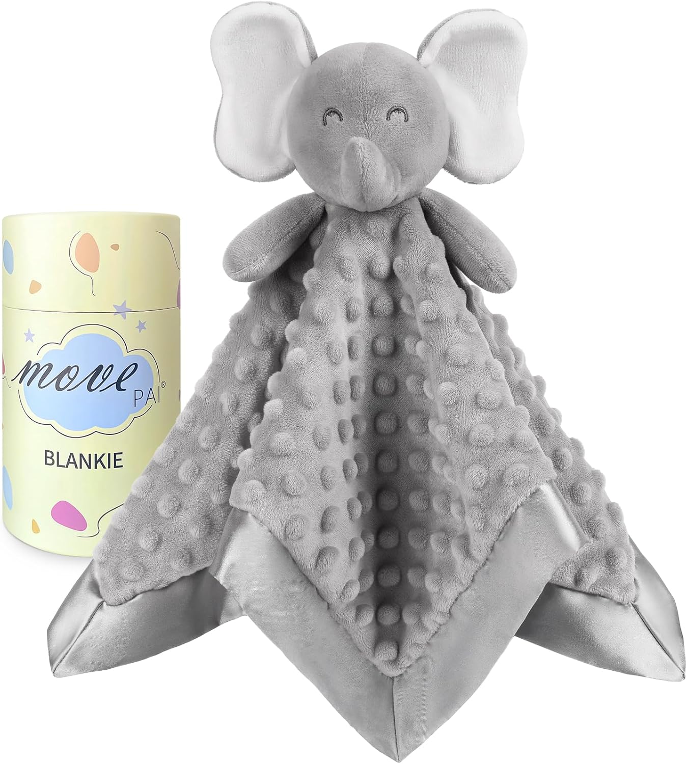 MOVEPAI Gray Elephant Baby Security Blanket 16 Inch