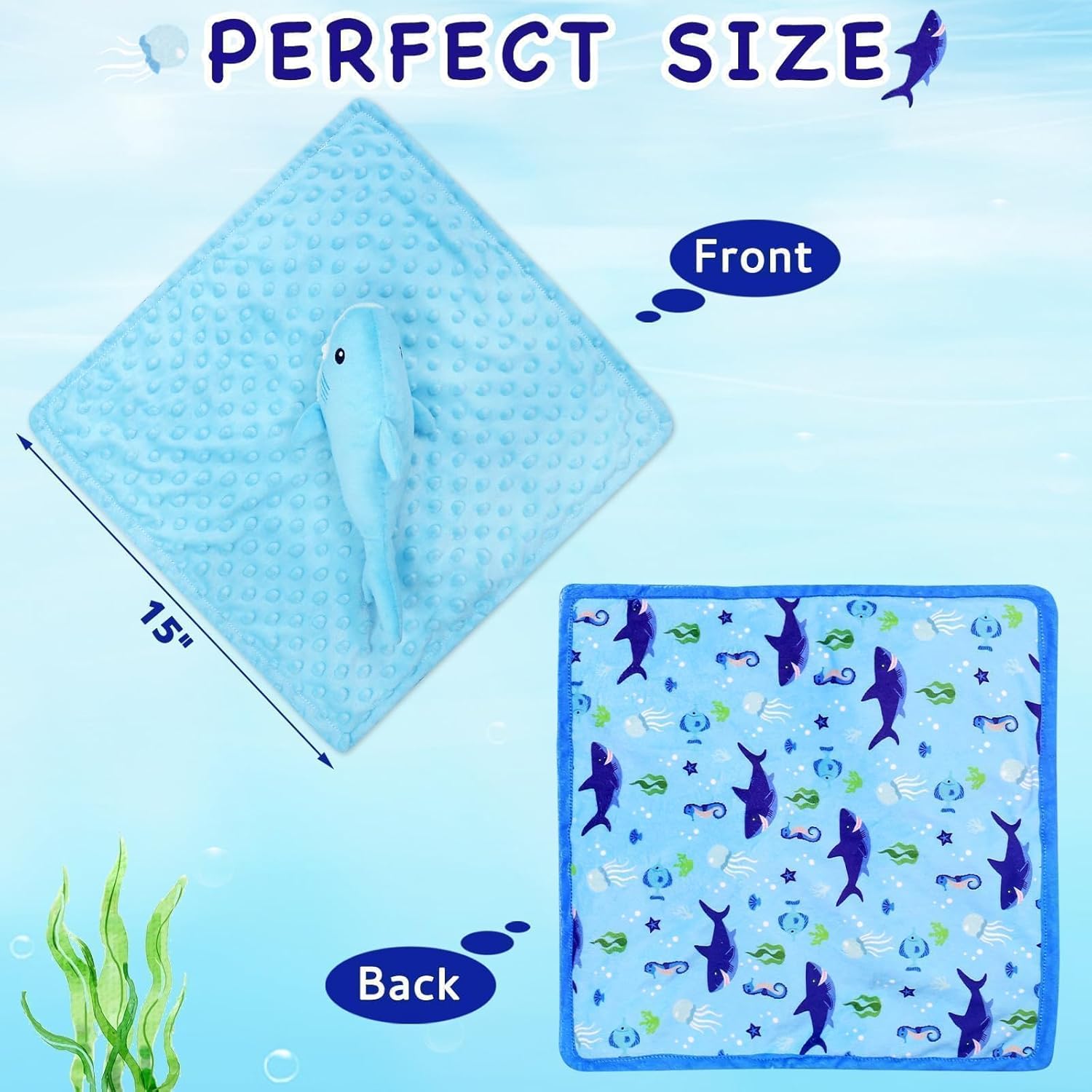Gicoherero Shark Blanket Soft Plush 15 Inch Baby Lovey