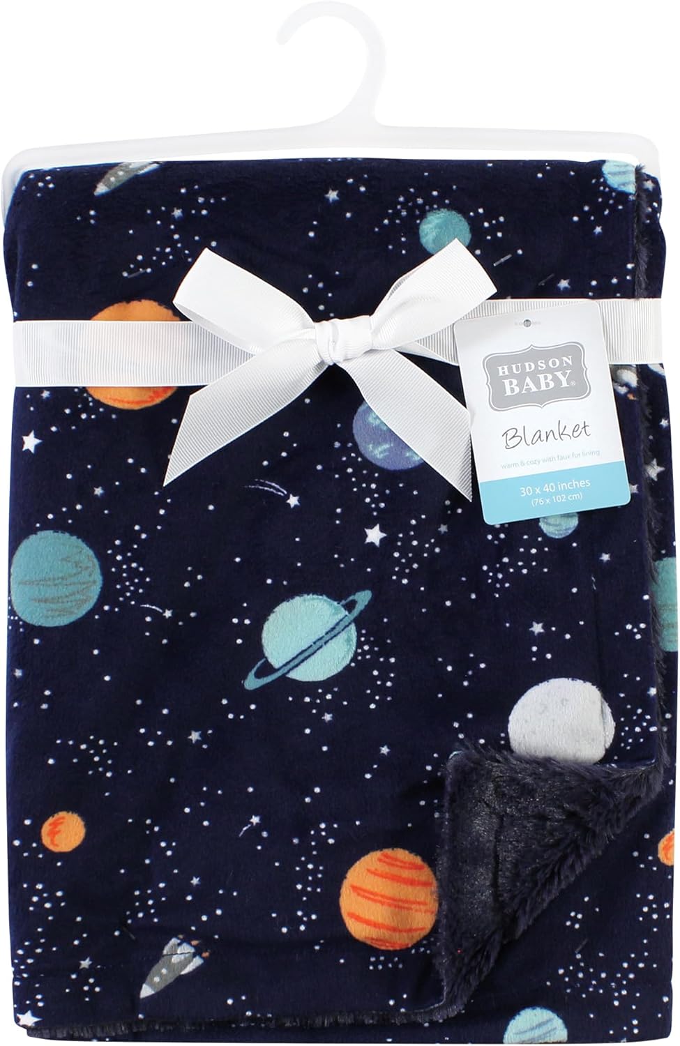 Hudson Baby Plush Blanket with Furry Binding 1