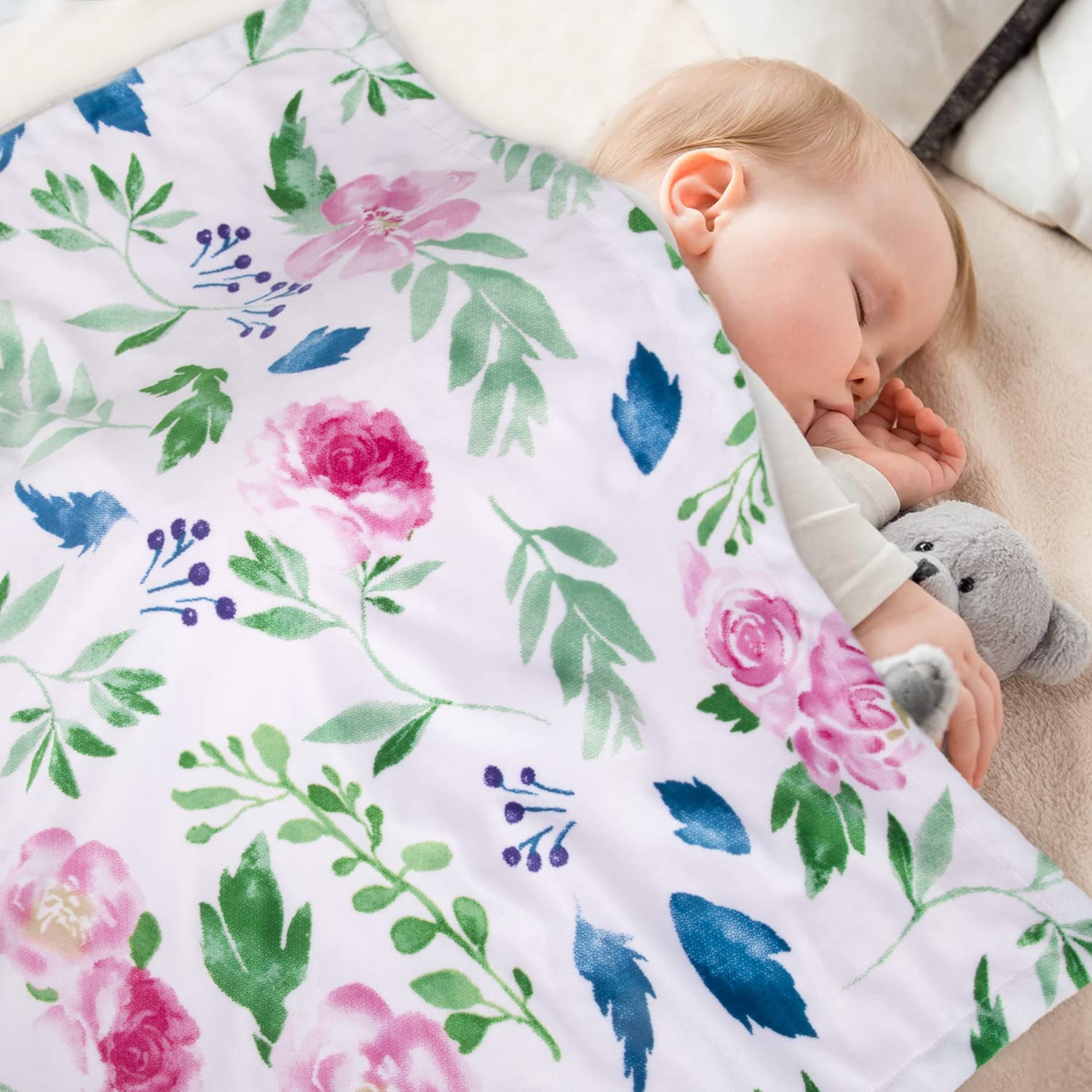 HOMRITAR Baby Blanket for Girls Super Soft Double Layer Minky