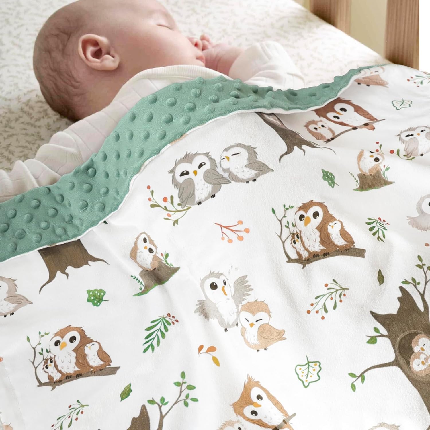 BOPRIO Baby Blanket with Owl Design 30x40 Inch 1