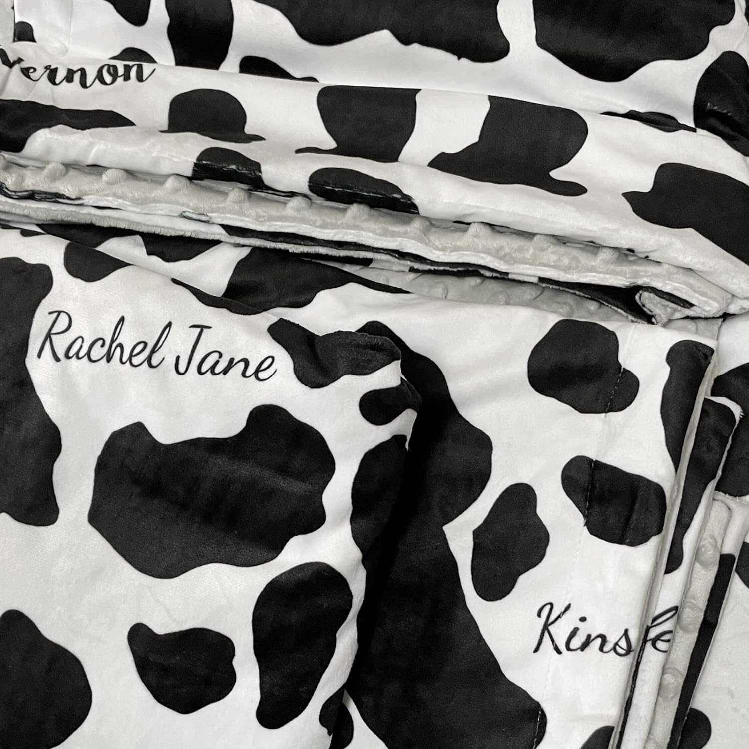 Personalized Cow Print Baby Blanket with Name 1