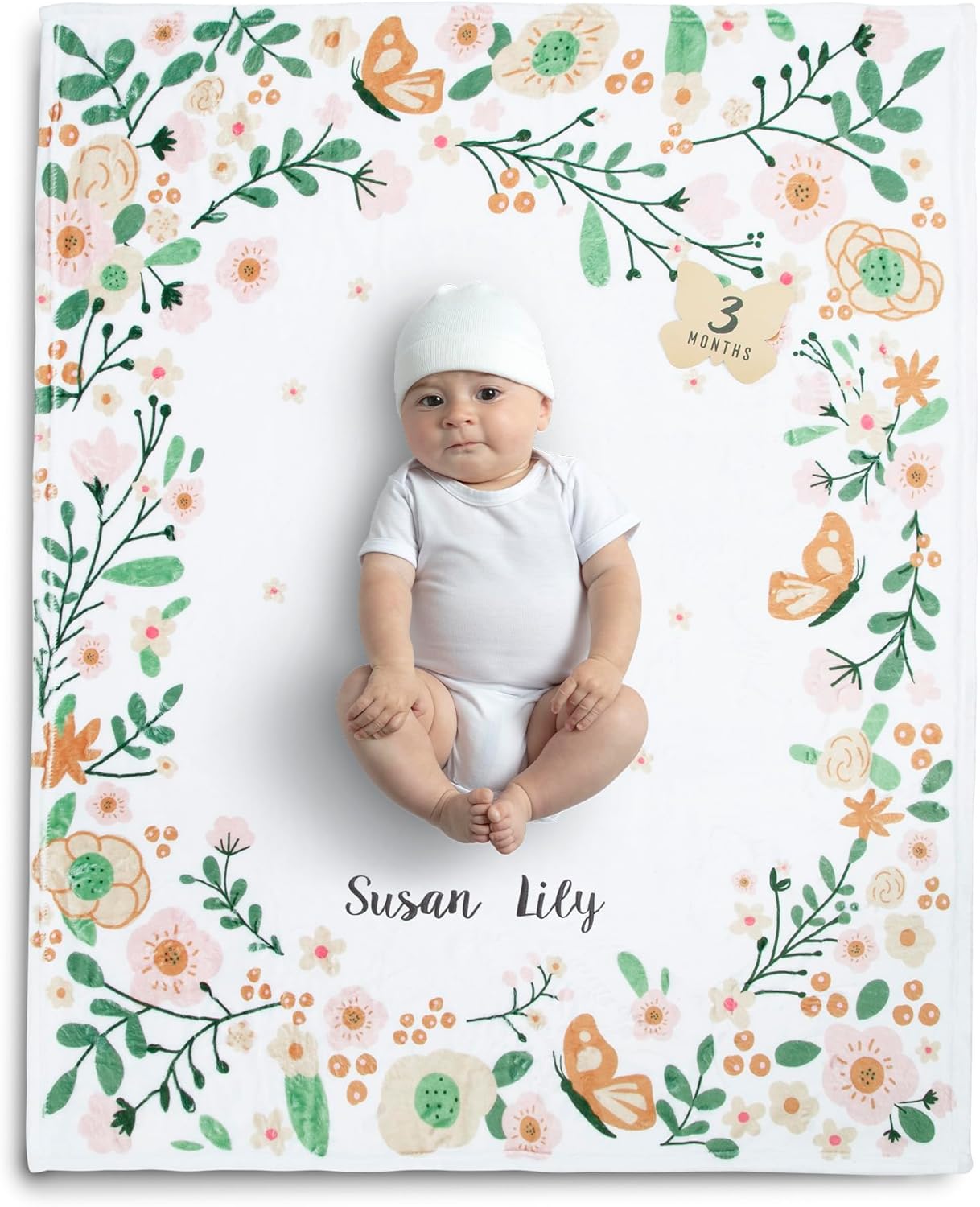 Delta Children Personalized Milestone Baby Blanket with Floral Design 1