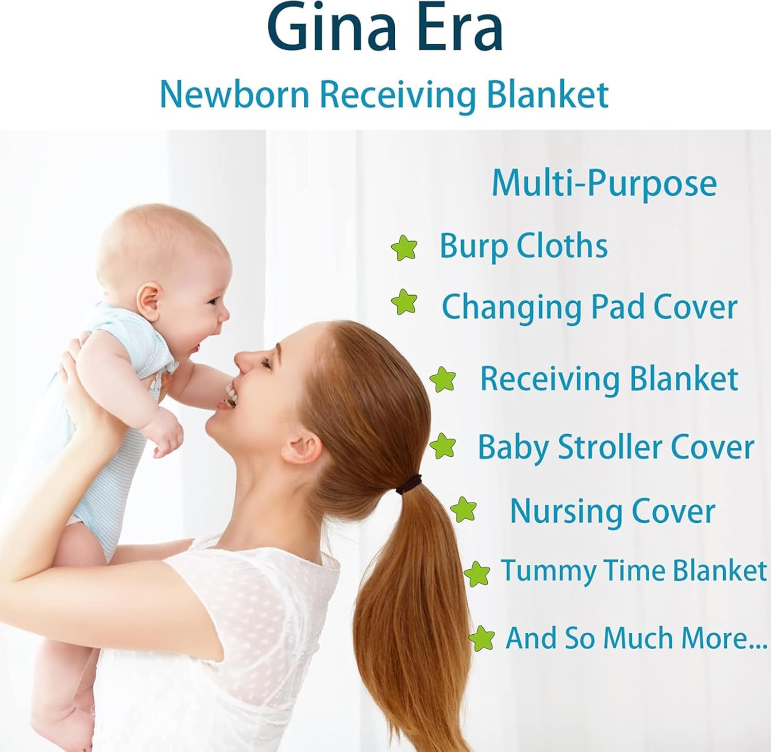 Gina Era 4 Pack Baby Flannel Receiving Blankets 30x30 Inches
