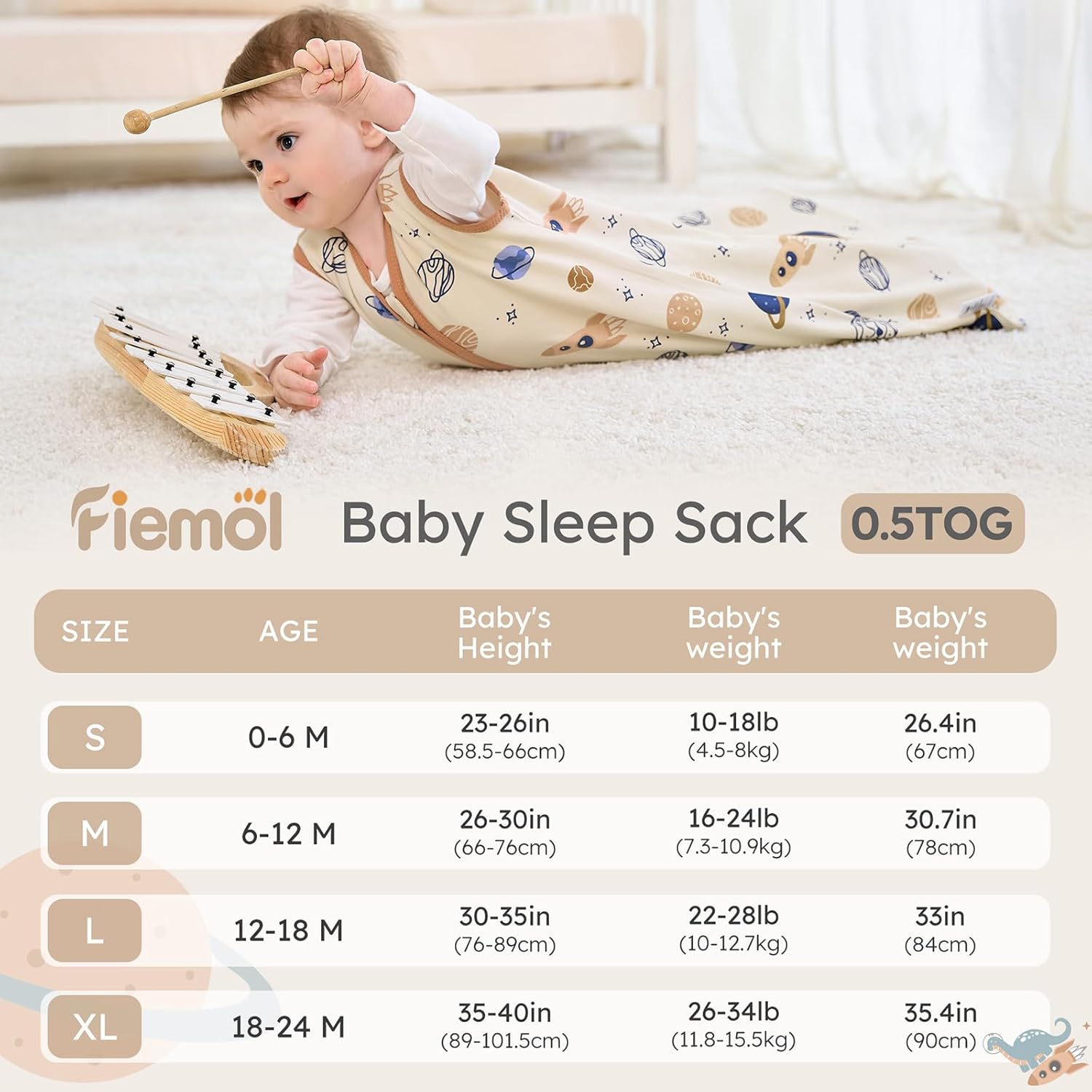 FIEMOL 3 Pack Baby Sleep Sack 18-24 Months